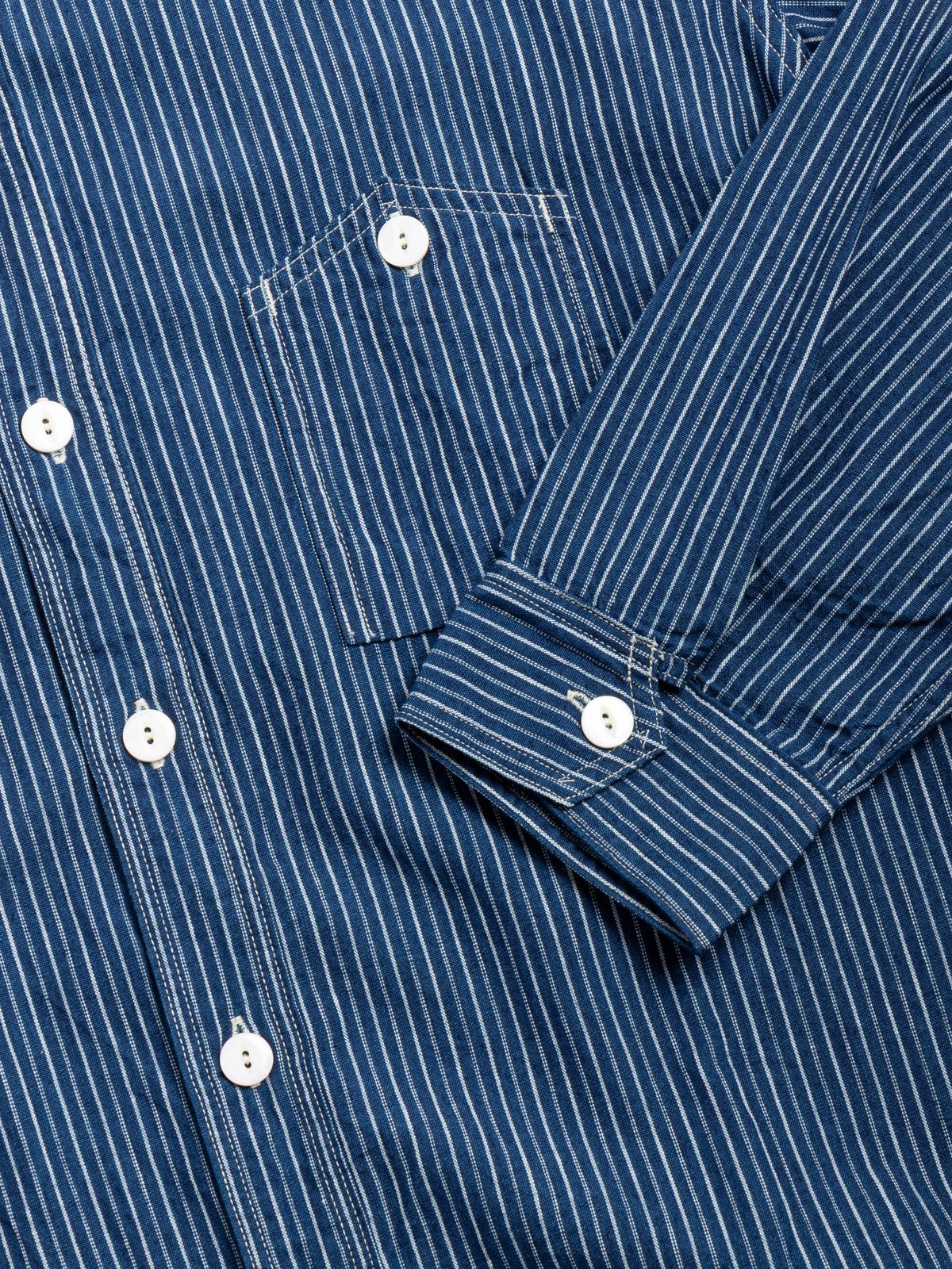 (1206&ndash;VCS) NO.6 SHIRT / VINTAGE CALICO STRIPE / INDIGO - Image 3