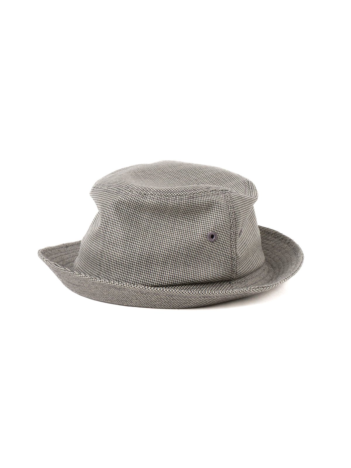 PORKPIE HAT GREY MICRO HOUNSTOOTH TROPICAL WOOL - Image 1