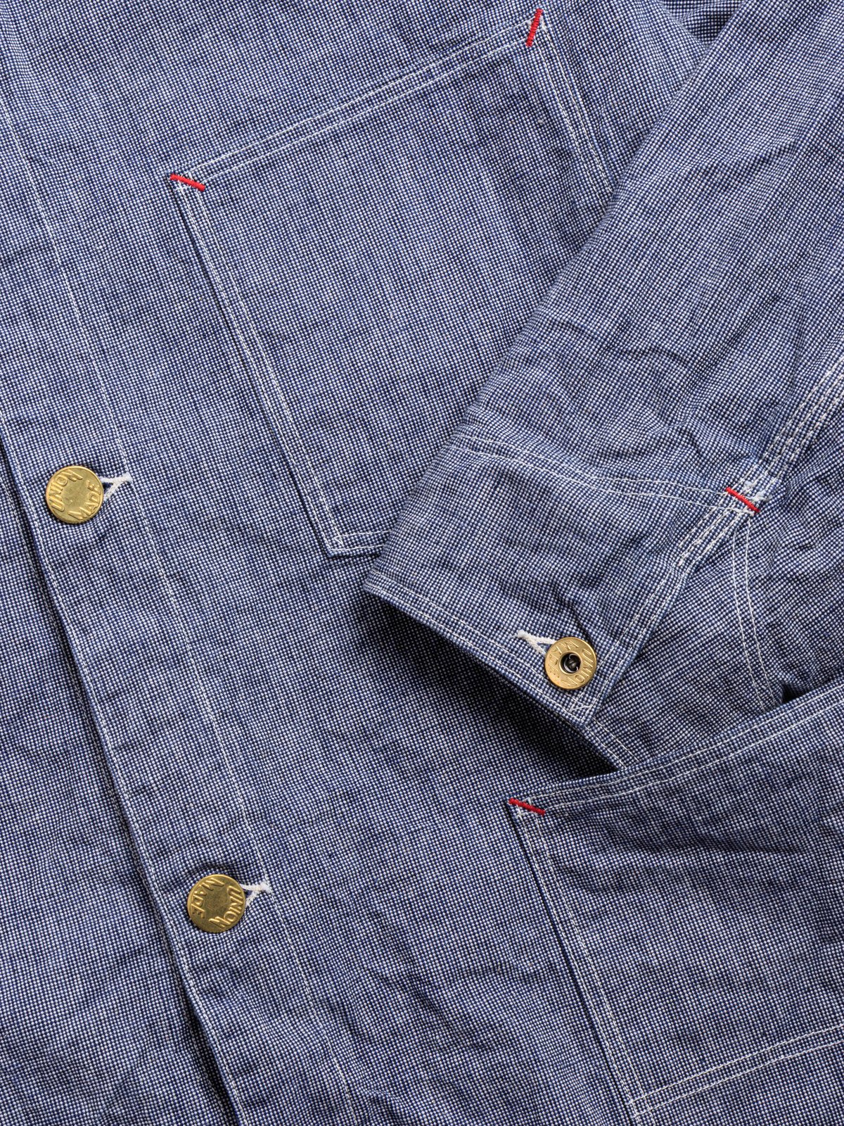 (LOT 2195) INDIGO PIN–CHECK CHANGE BUTTON COVERALL JACKET  - Image 4