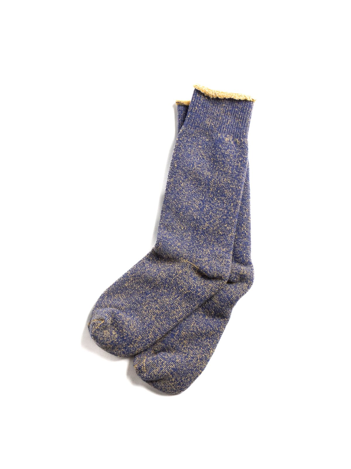 (R1612) REVERSIBLE PILE SOCKS BLUE / L.YELLOW - Image 2