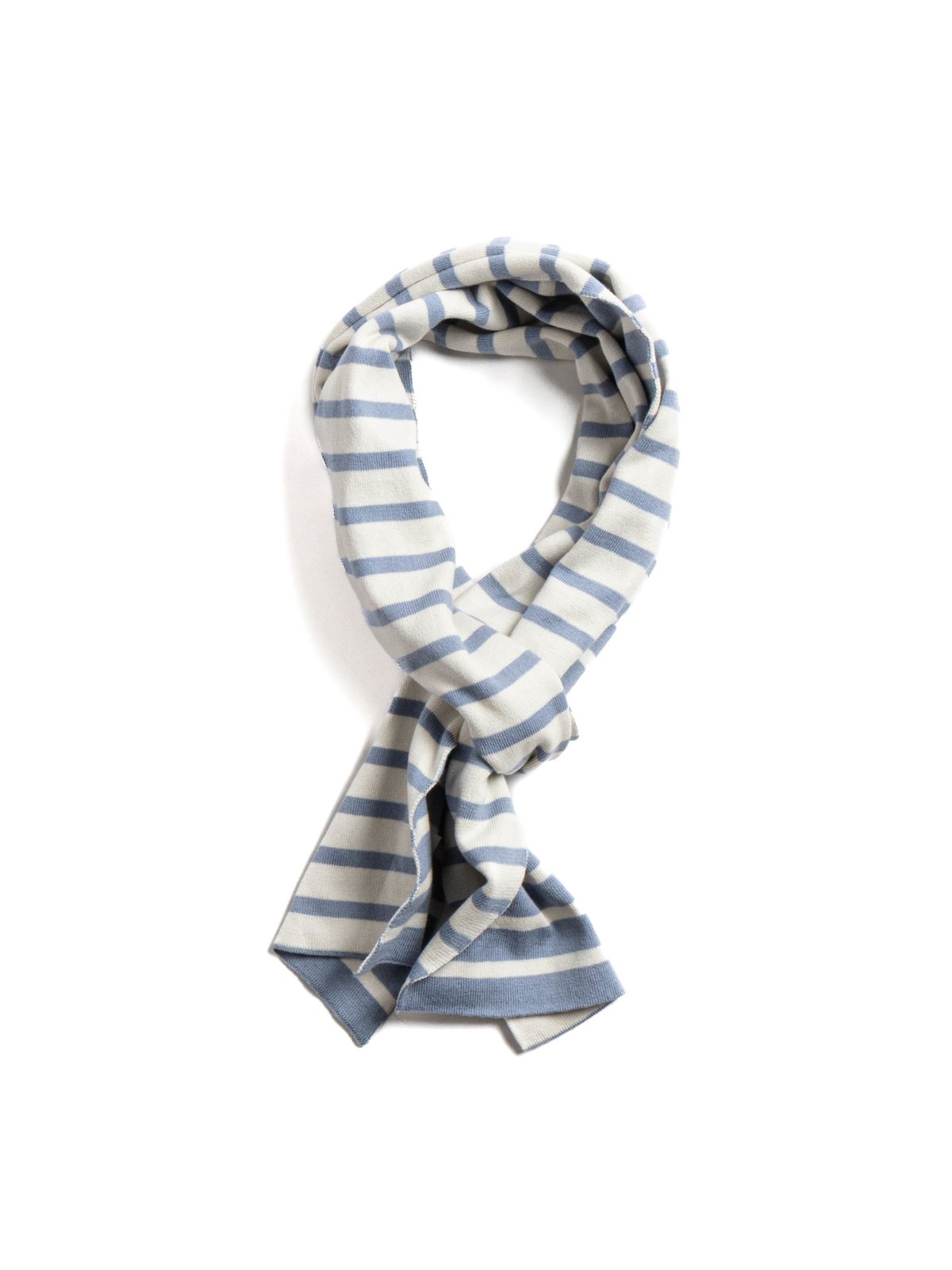 (R5162) ORGANIC COTTON BRETON STRIPE STOLE L.BLUE/IVORY - Image 1