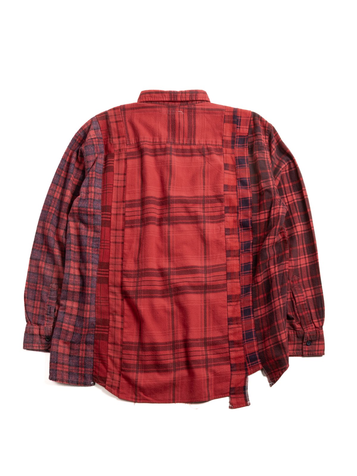 REBUILD BY NEEDLES FLANNEL  7 CUTS SHIRT OVER DYE RED - Image 4