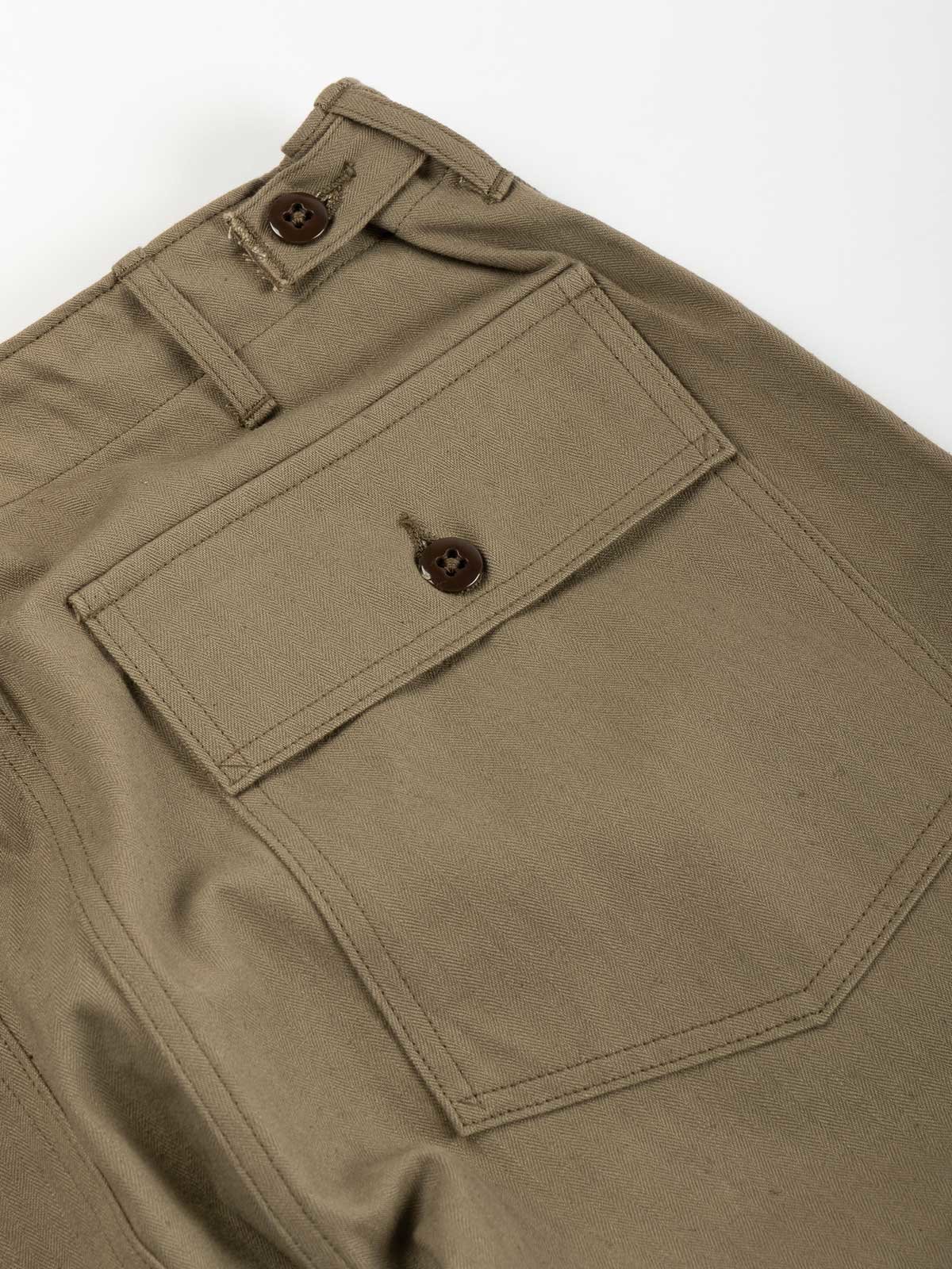 LOT 1086 HERRINGBONE MILITARY PANT OD GREEN - Image 6