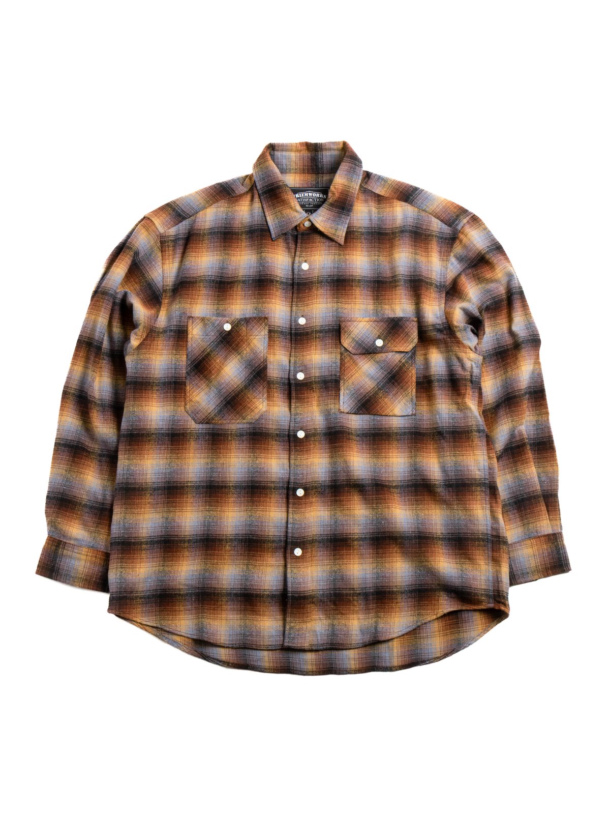 FLANNEL CHECK WORK SHIRT BROWN SKY  - Image 1