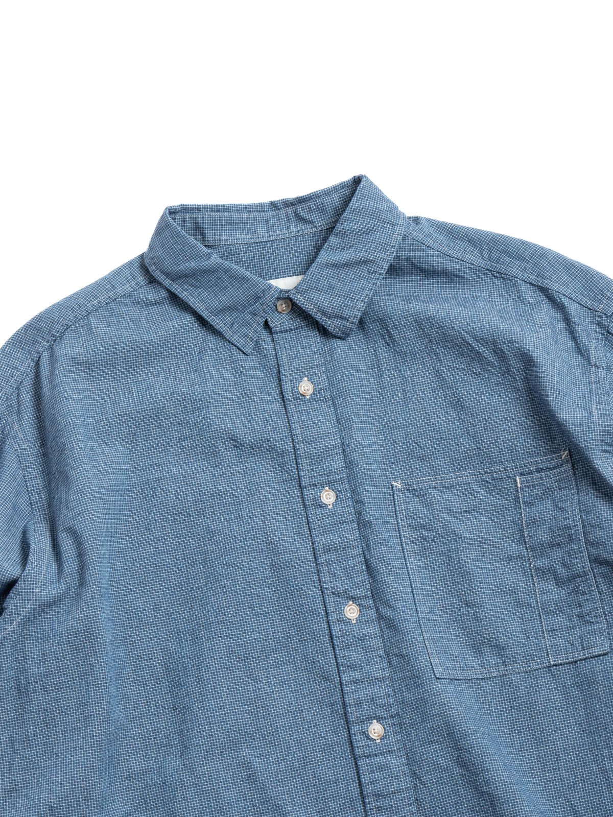HORLISUN MAILI DENIM MINI CHECK SHIRT BLUE - Image 1