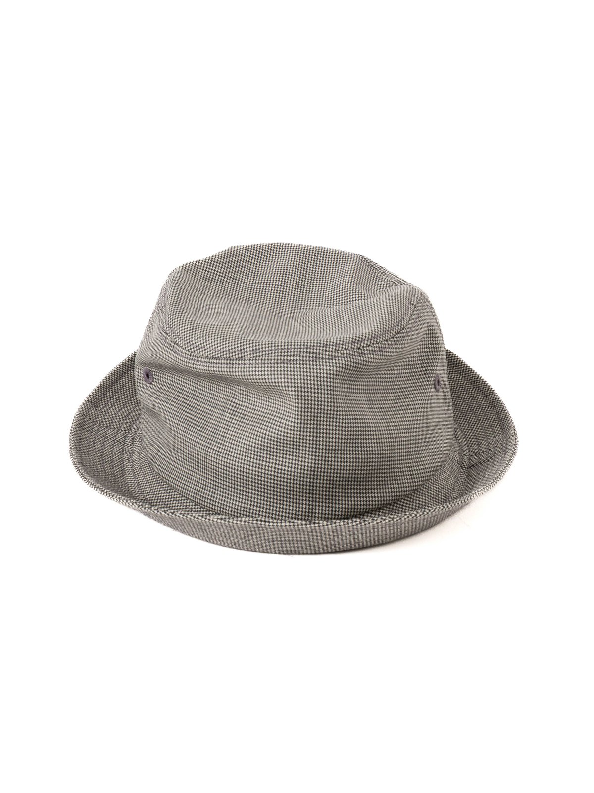 PORKPIE HAT GREY MICRO HOUNSTOOTH TROPICAL WOOL - Image 2