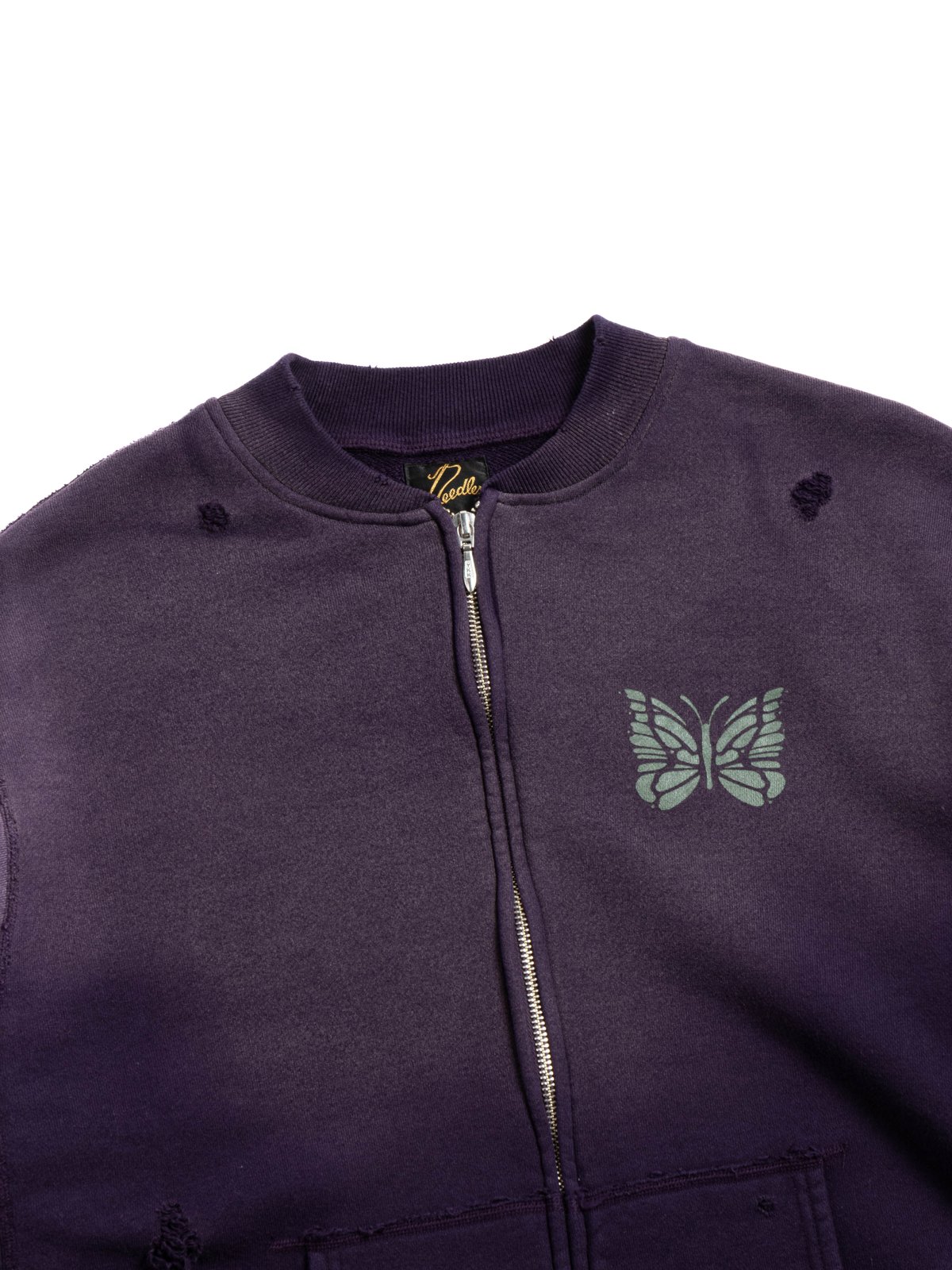 NEEDLES DECONSTRUCTED ZIP SWEAT PURPLE - Image 2
