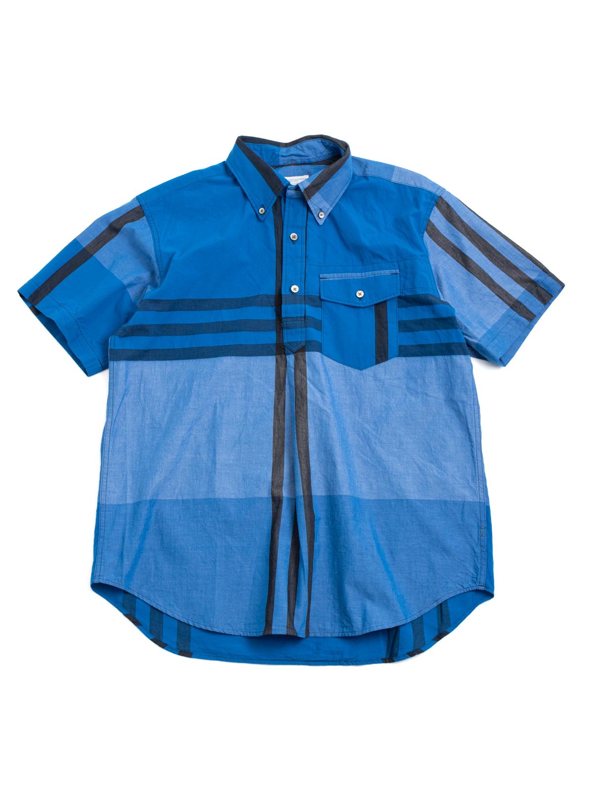 POPOVER BD SHIRT BLUE COTTON BIG PLAID BC by Engineered Garments