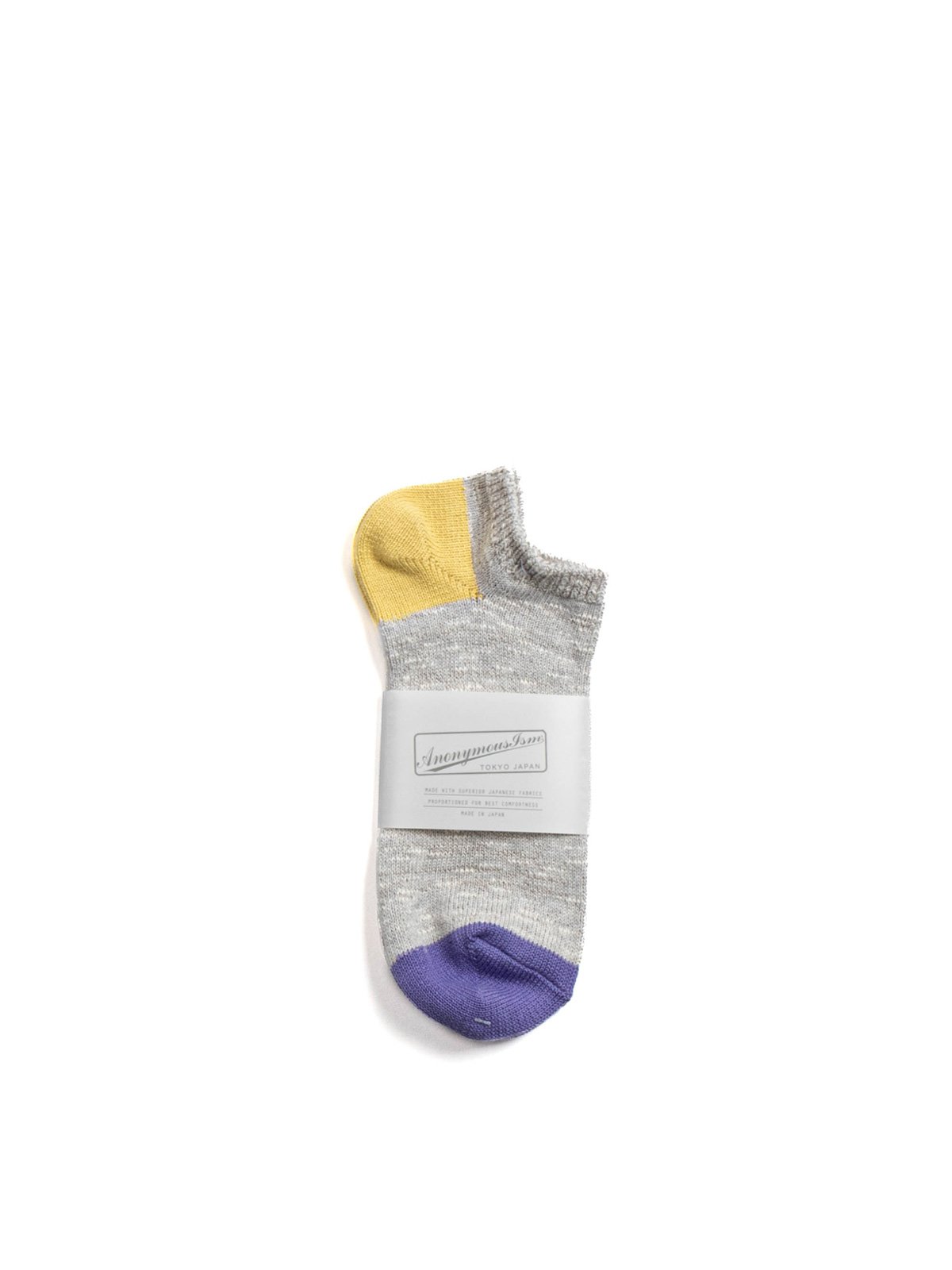 3 COLOUR SLUB ANKLE SOCK L.GREY MELANGE - Image 1