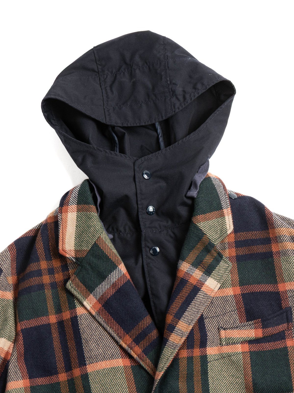 CHESTER COAT JACKET NAVY/BROWN HEAVY WOOL PLAID - Image 4