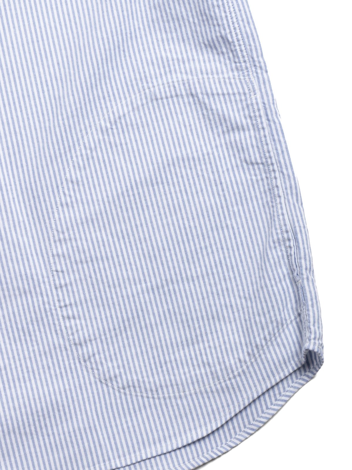 ROUND COLLAR P.O SHIRT S/S OXFORD SAX X WHITE STRIPE - Image 2