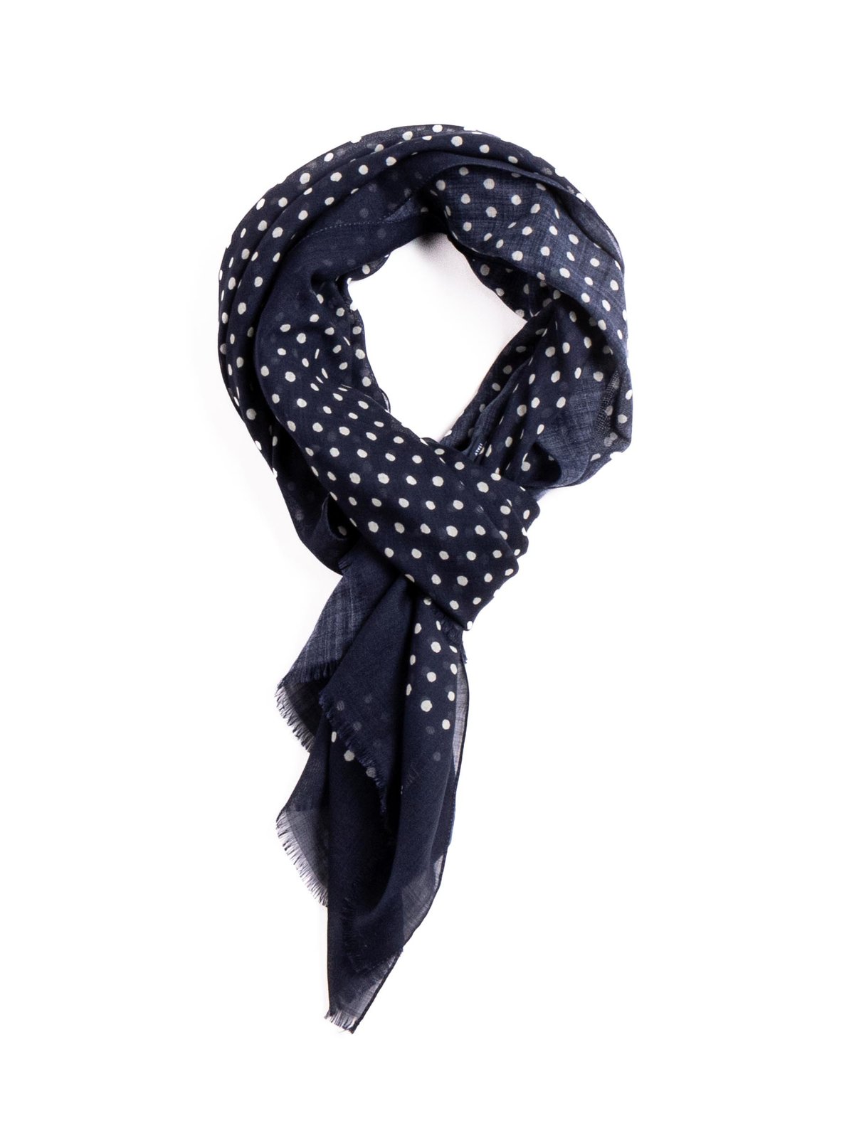 NAVY POLKA DOT WOOL SCARF - Image 1