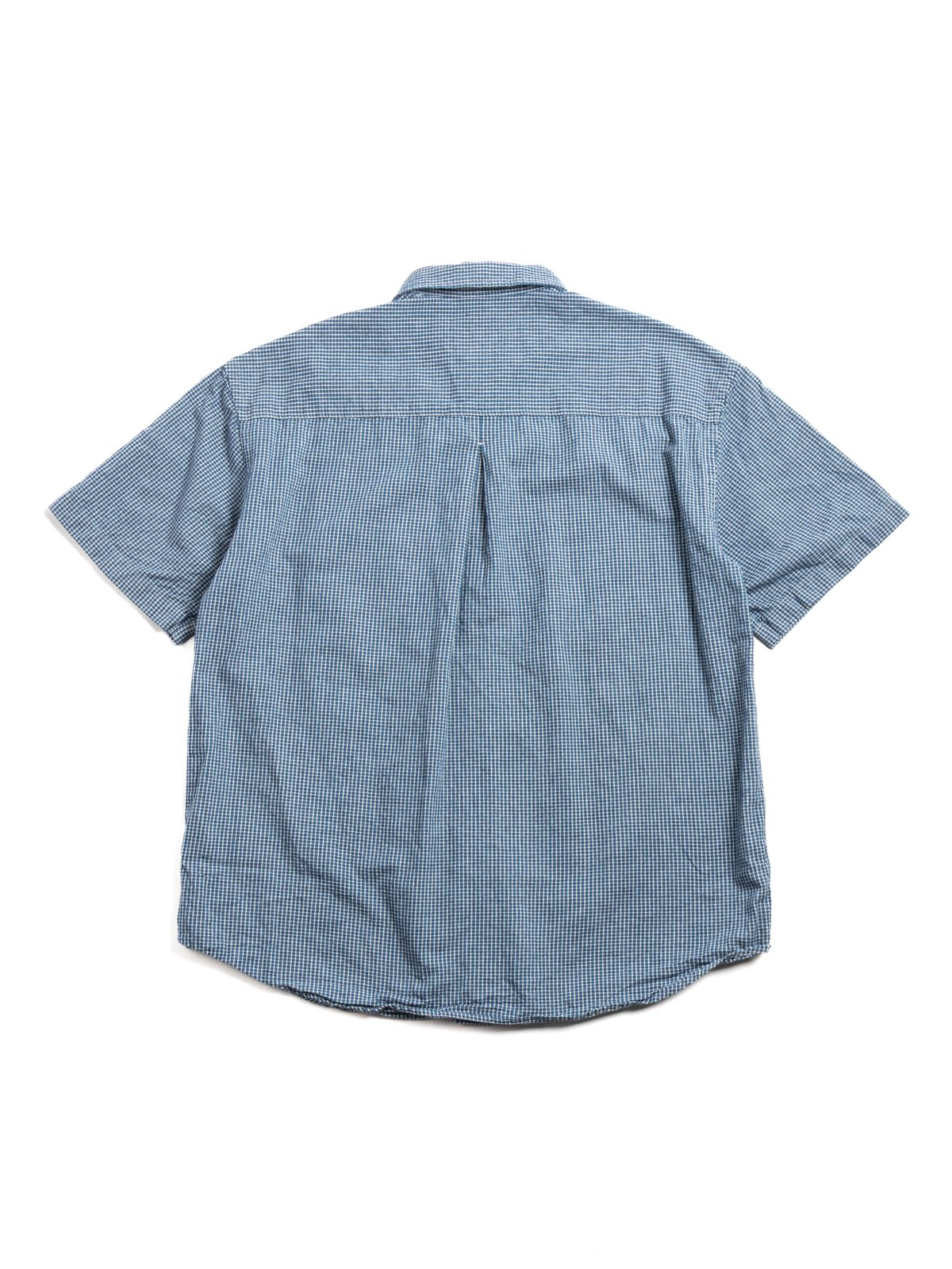 HORLISUN OPHIR DENIM MINI CHECK S/S SHIRT BLUE - Image 3