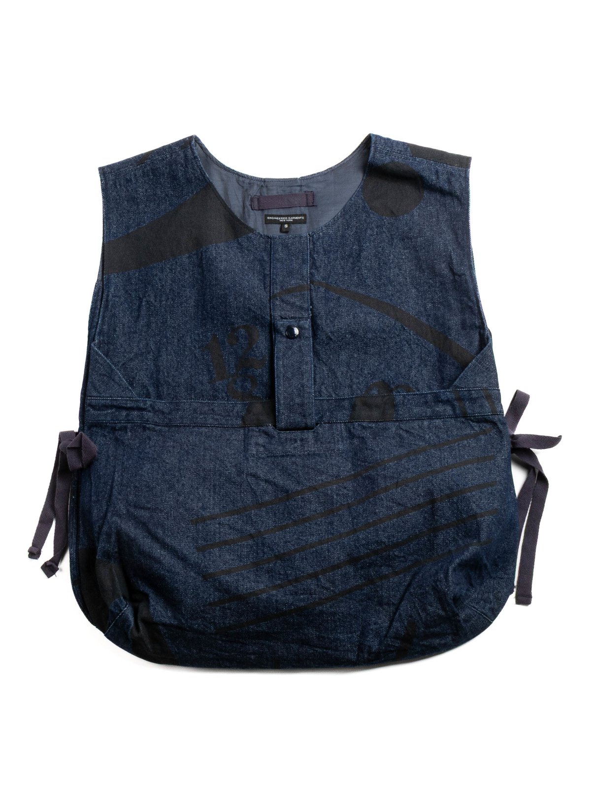 NEWS BOY VEST INDIGO MUSIC NOTE PRINTED DENIM - Image 1
