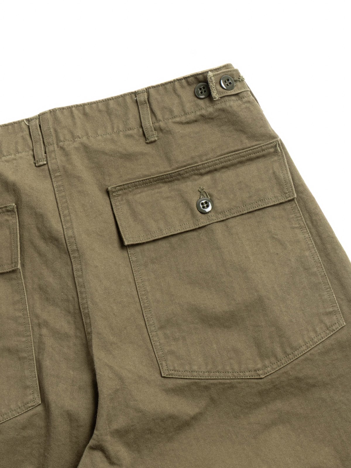 (V5002) HERRINGBONE VINTAGE FIT FATIGUE PANTS ARMY GREEN - Image 5