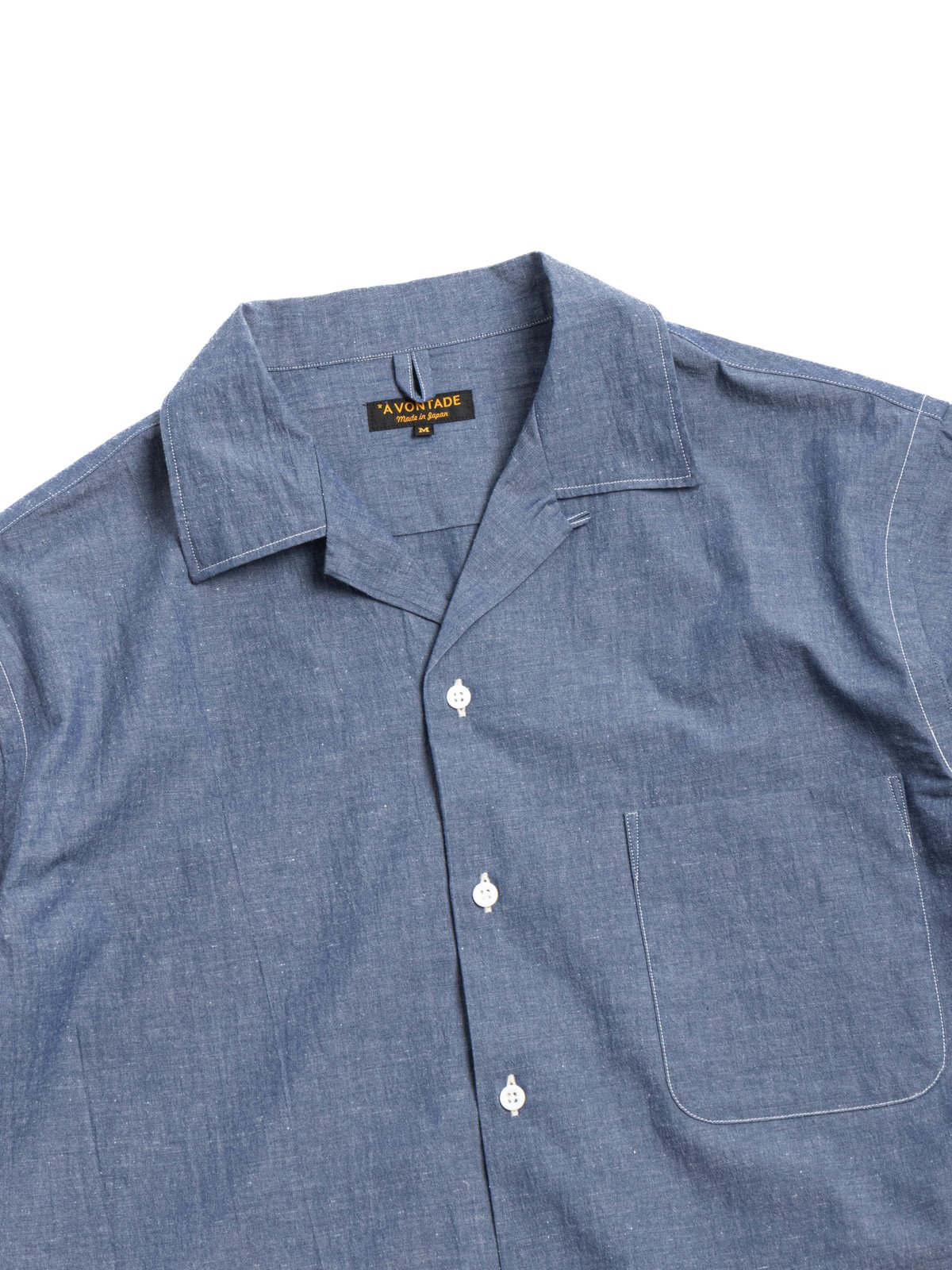 (VTD&ndash;0383&ndash;SH) OPEN COLLAR SS COTTON LINEN HARD TWIST WEATHER CLOTH BLUE - Image 2