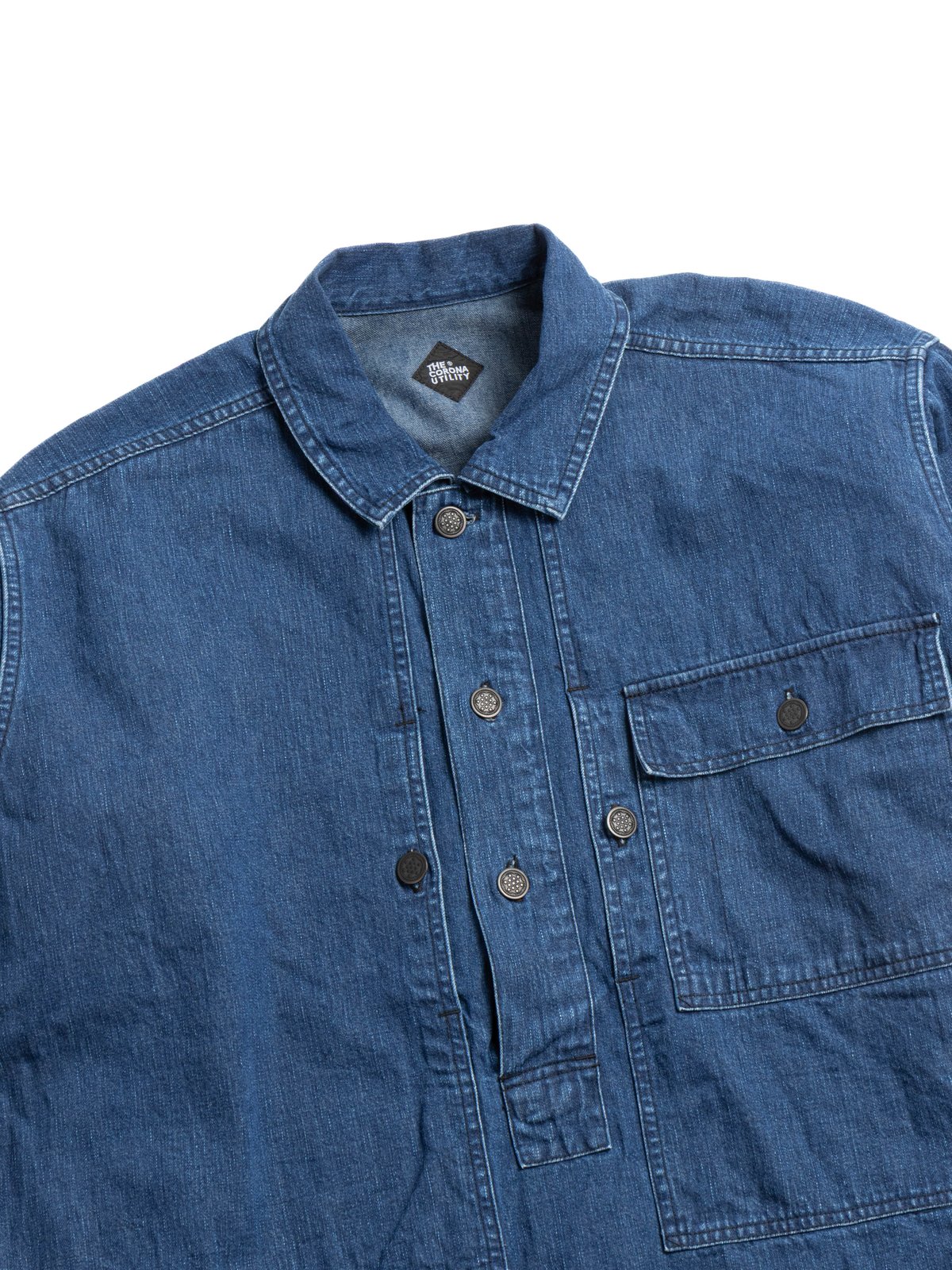 (CSJ004) PULLOVER JACKET 8.5oz INDIGO DENIM w/ BIO–WASH - Image 2