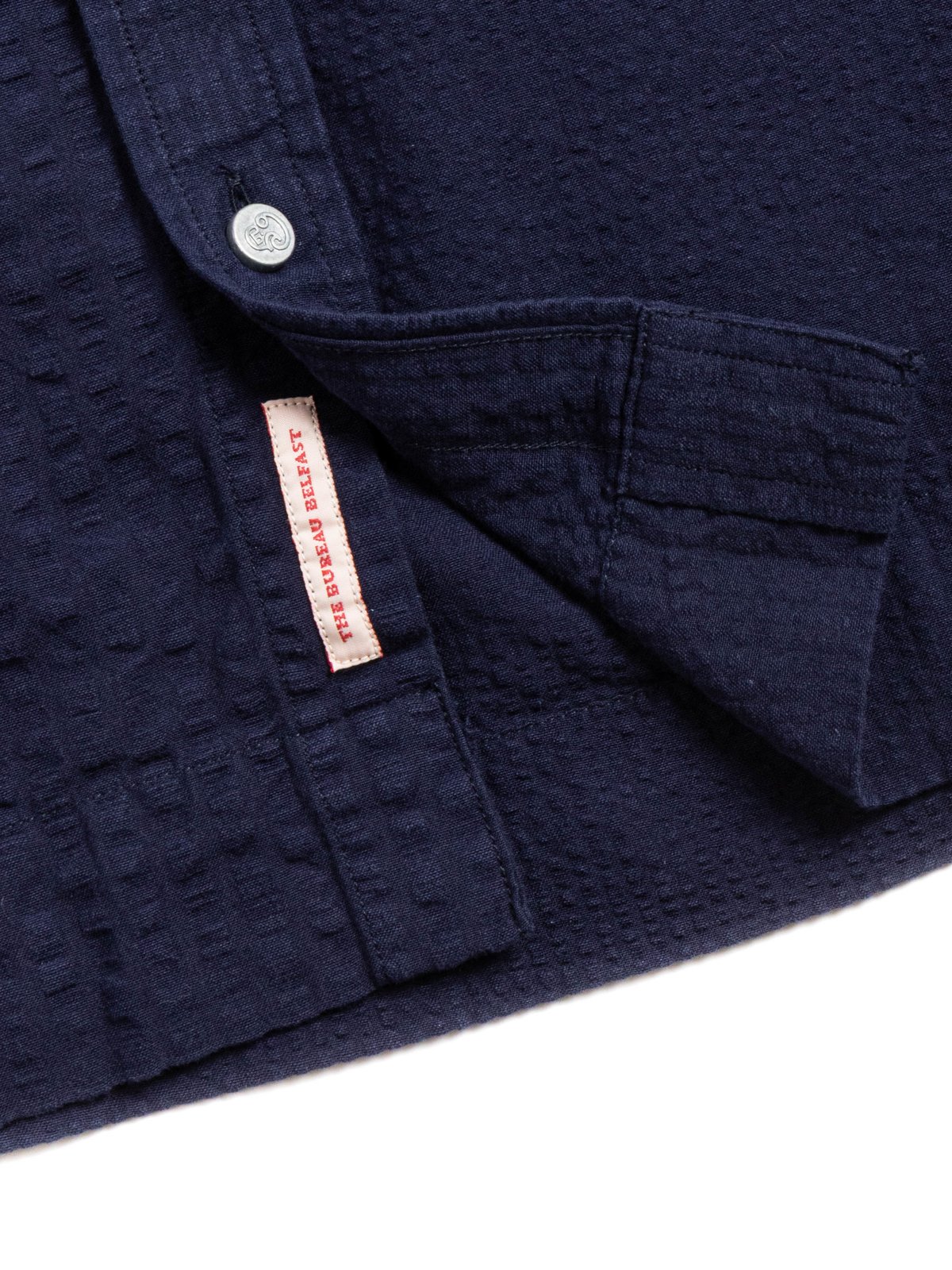 (OM45645.33) ENGINEERED SEERSUCKER WEAVE SHIRT NAVY - Image 4