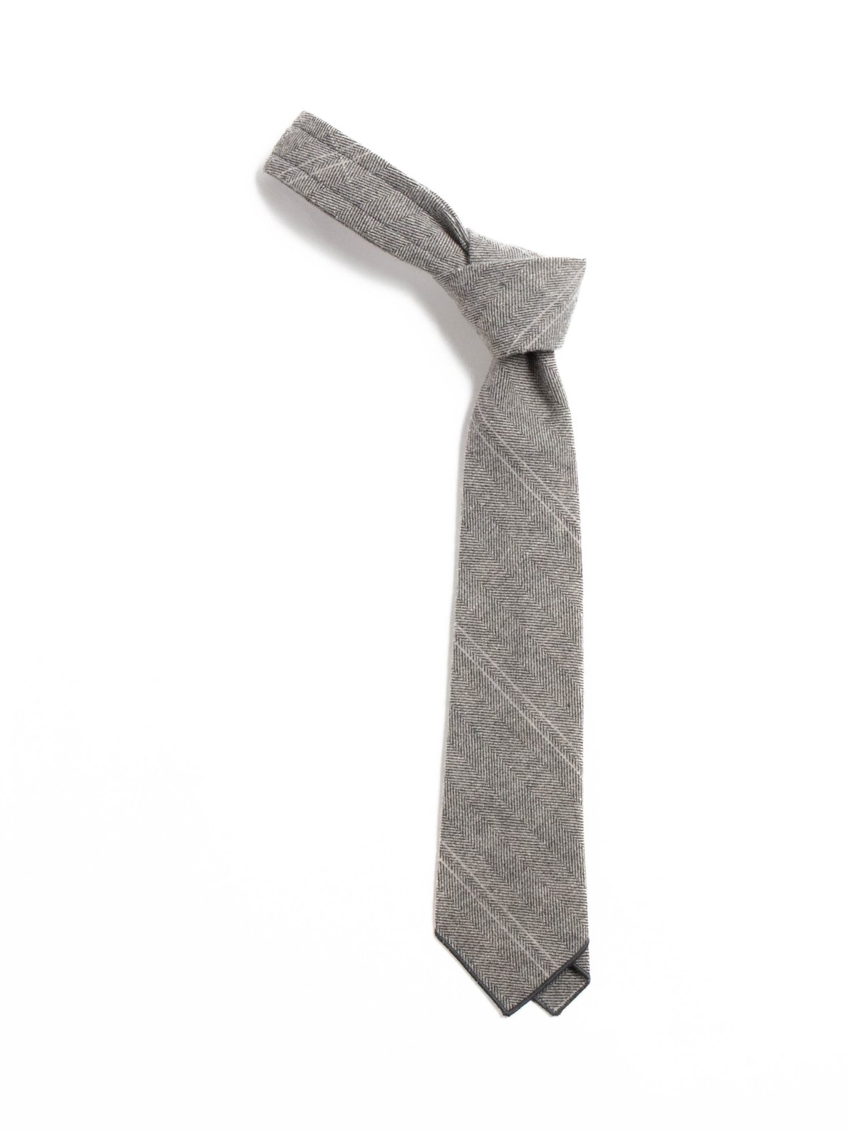 NECK TIE LT. GREY WOOL STRIPE HB - Image 1