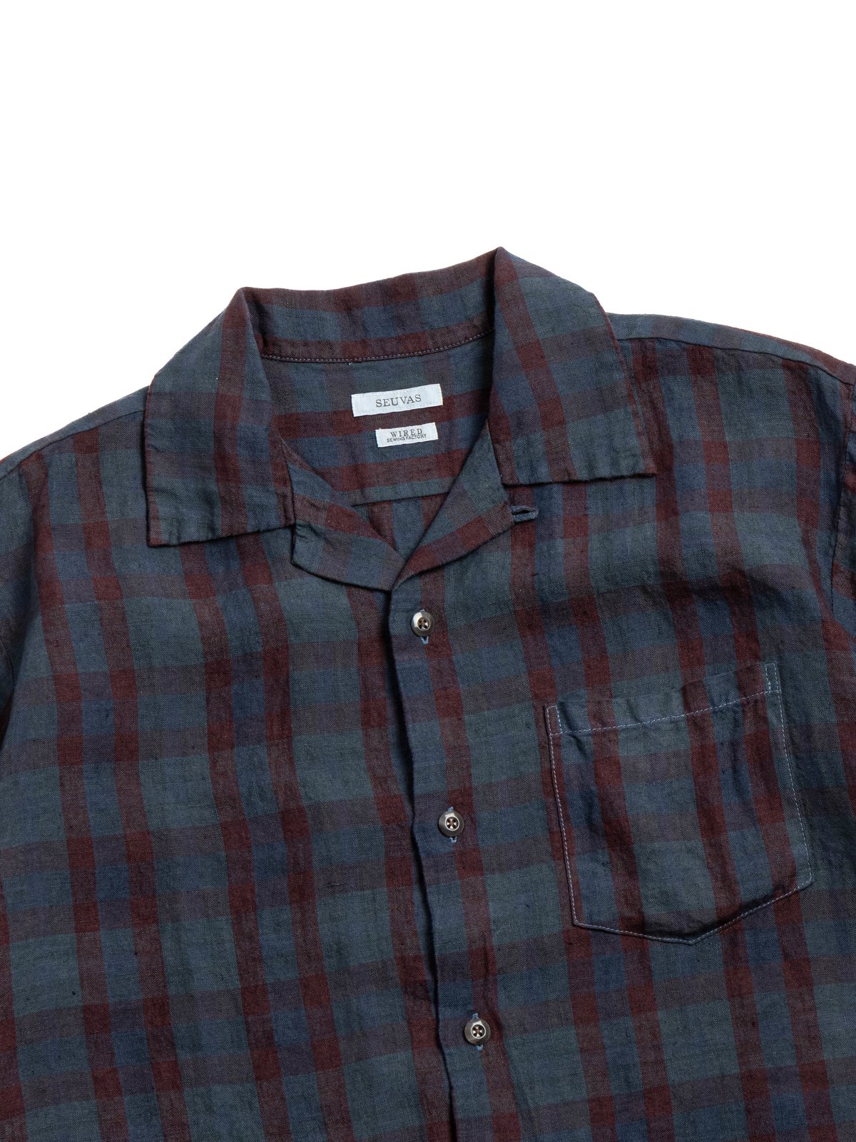 (SV&ndash;SH&ndash;034) LINEN OPEN COLLAR SHIRT NAVY - Image 2