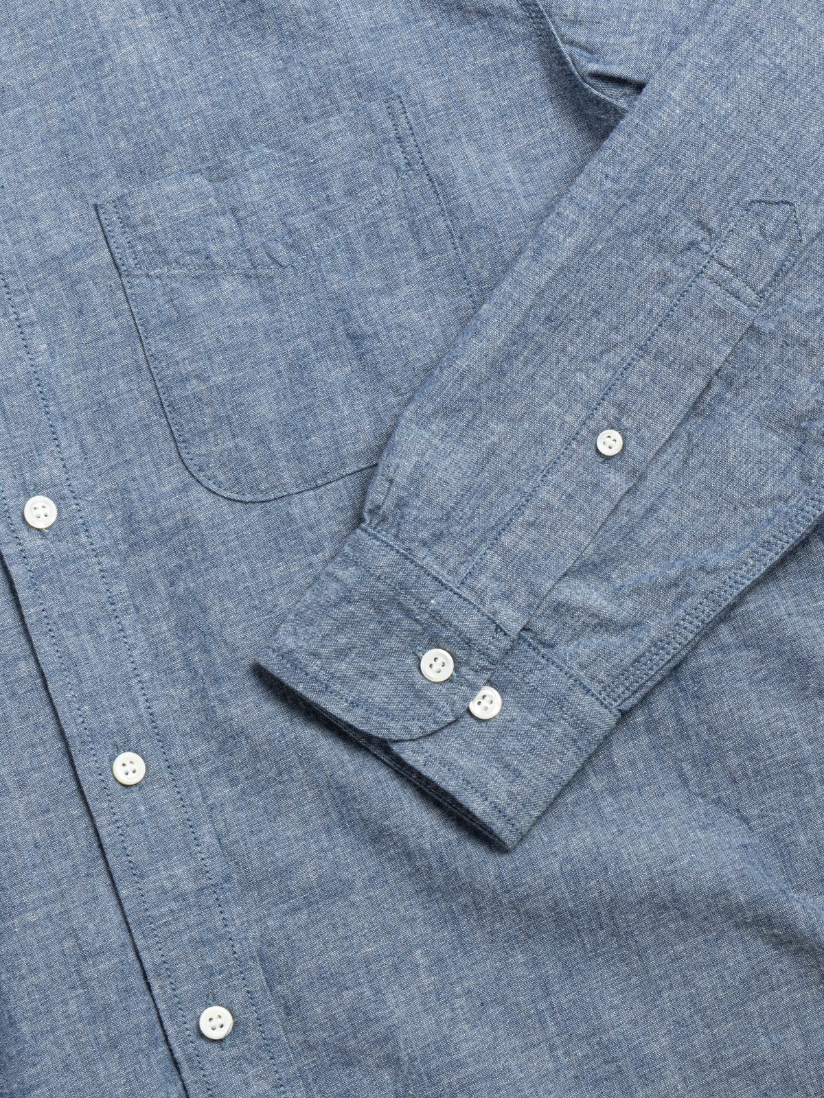 (F3502) 5oz CHAMBRAY B.D SHIRT BLUE - Image 3