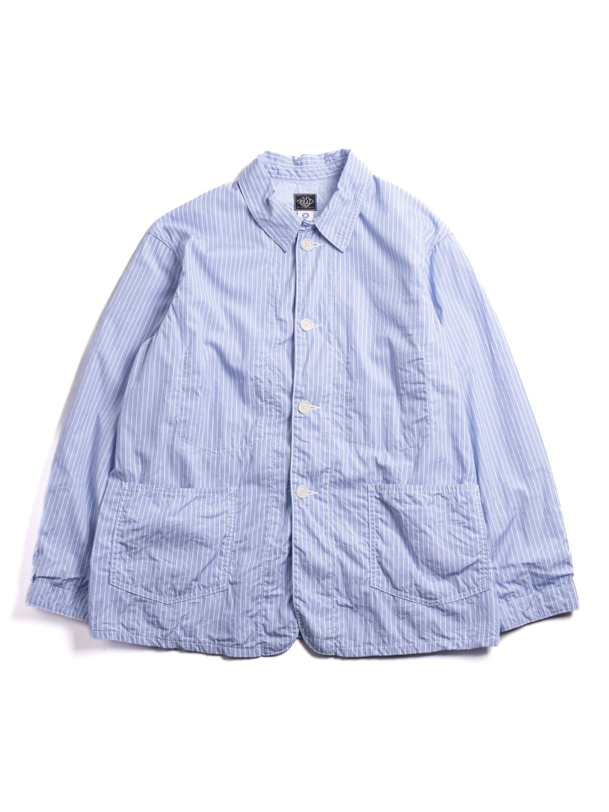 (1101L&ndash;SFI) WWII N0.1 Jacket STRIPE SHIRTING X FEATHER CHAMBRAY BLUE STRIPE - Image 1