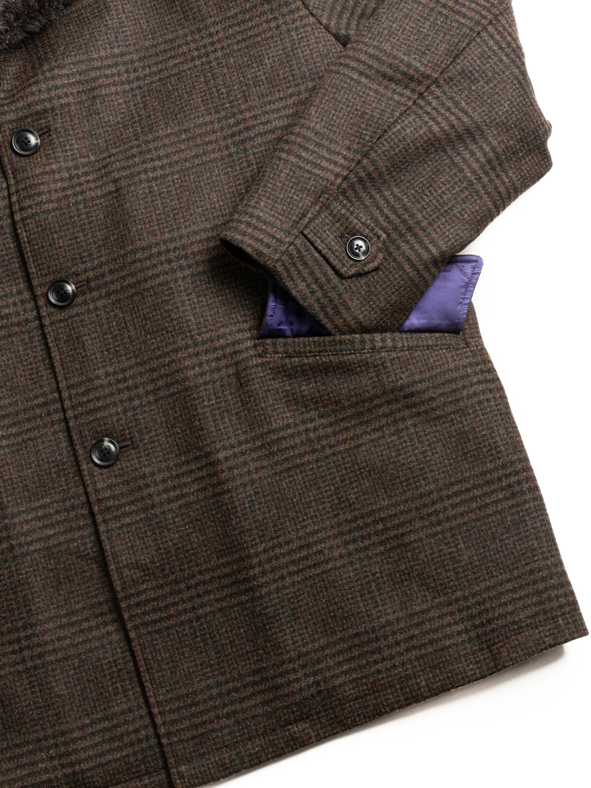 NEEDLES SHAWL COLLAR COAT – WOOL GLEN PLAID OLIVE - Image 5