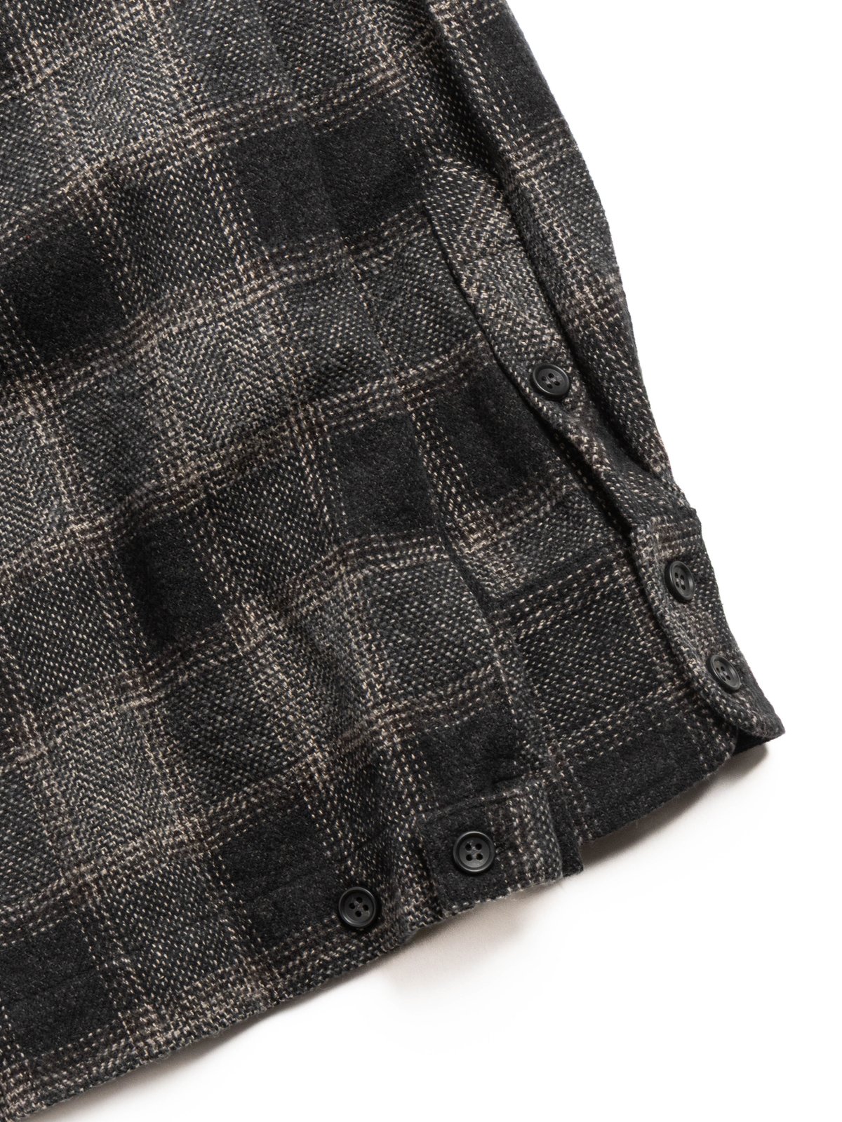 H.UNIT OMBRE CHECK OPEN COLLAR SHIRT BLACK - Image 4