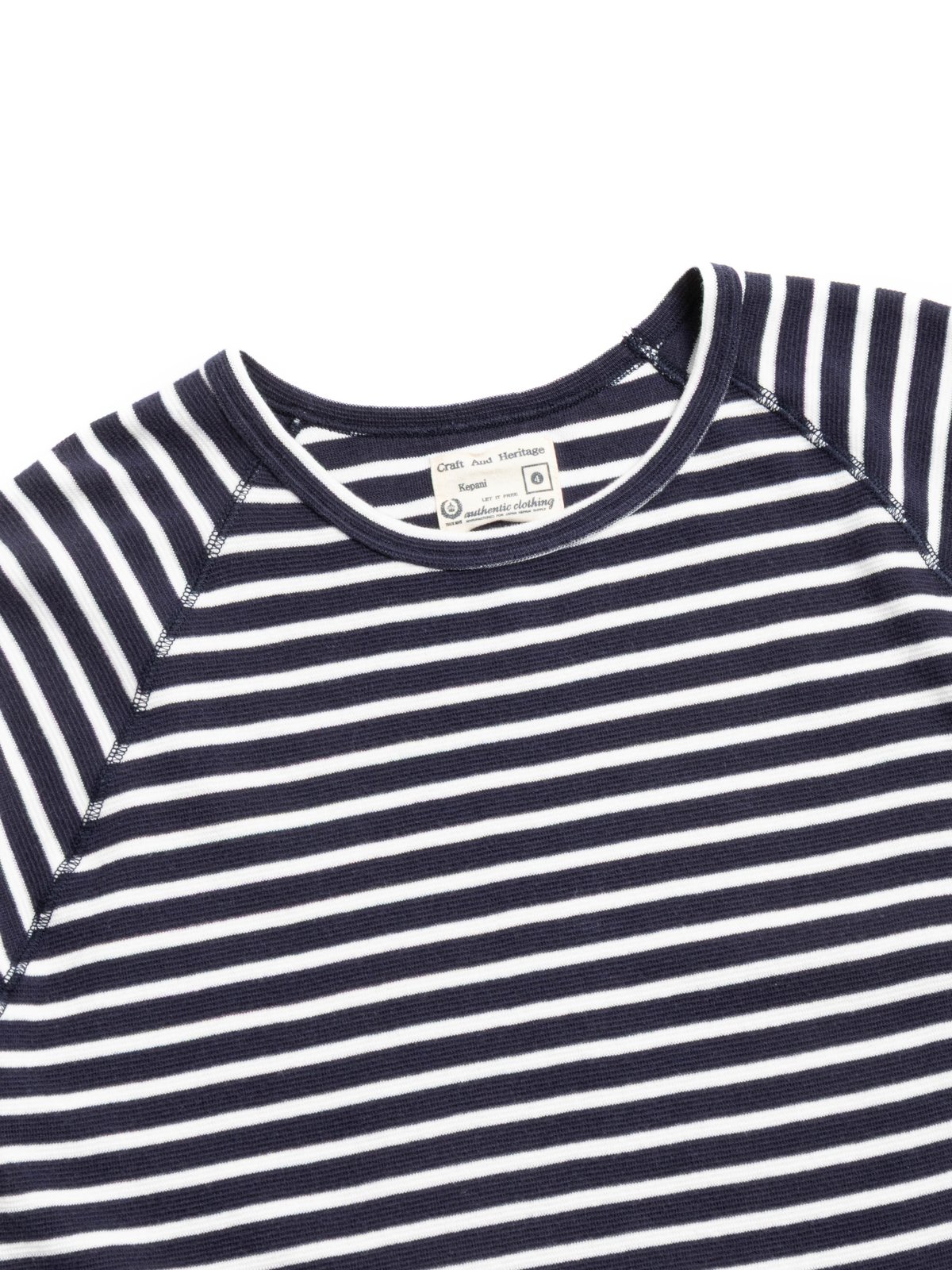 (KP9901MS) RAFFIA SPUN RIB SHORT SLEEVE T&ndash;SHIRT NAVY/WHITE - Image 1