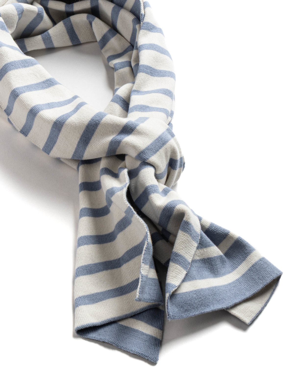(R5162) ORGANIC COTTON BRETON STRIPE STOLE L.BLUE/IVORY - Image 2