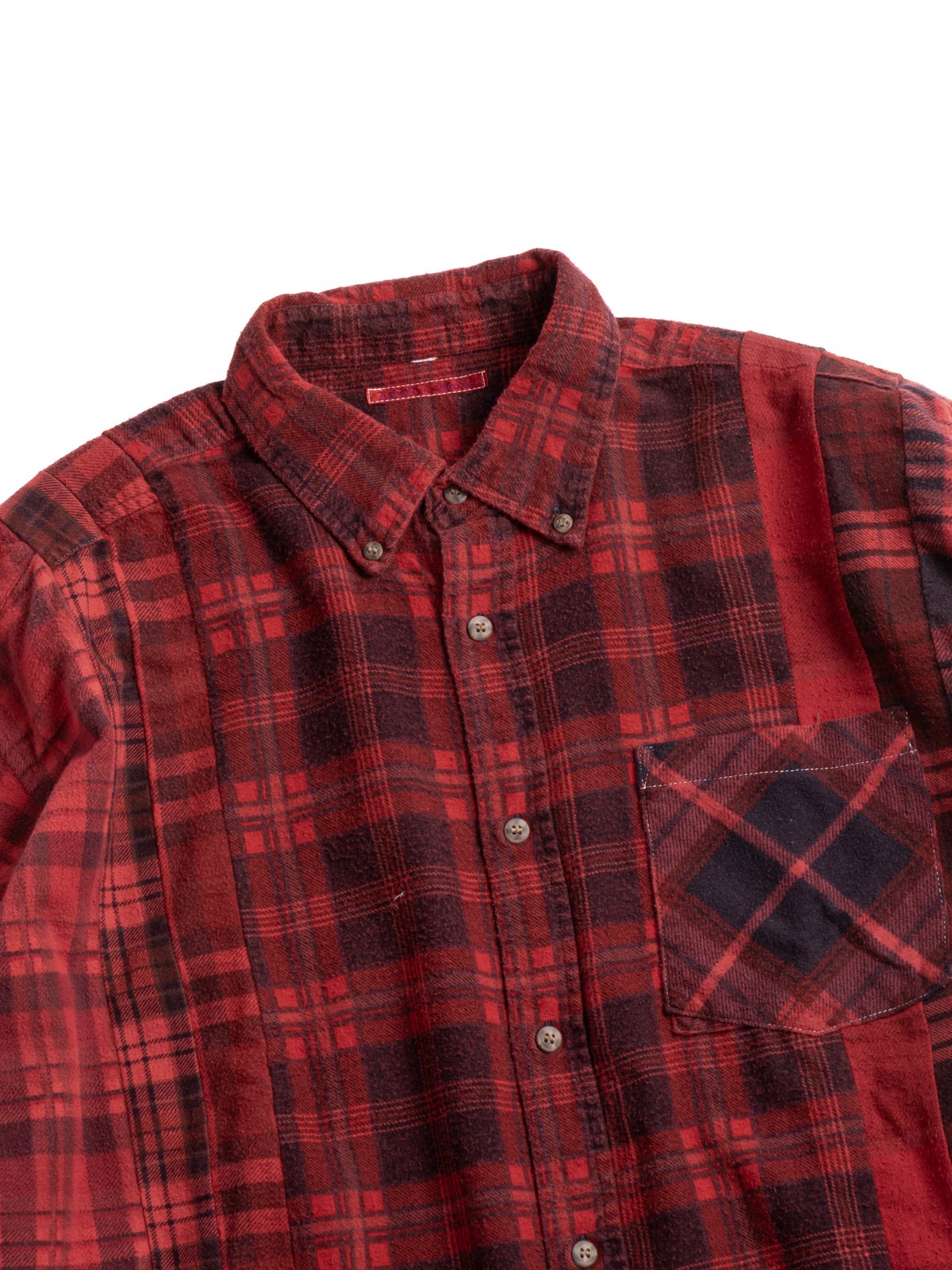 REBUILD BY NEEDLES FLANNEL 7 CUTS SHIRT WIDE OVER DYE RED - Image 2