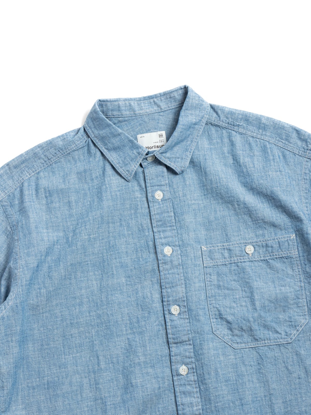 HORLISUN SELVEDGE DUNGAREE S/S SHIRT BLUE - Image 1