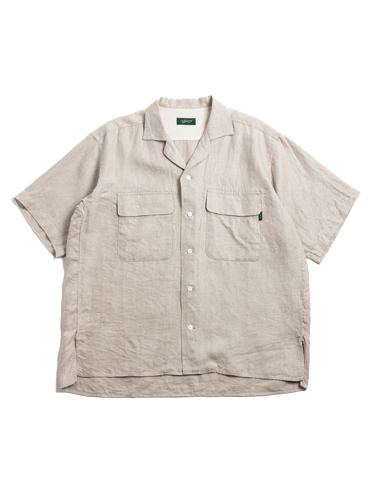 LINEN OPEN COLLAR SHIRT NATURAL - Image 1