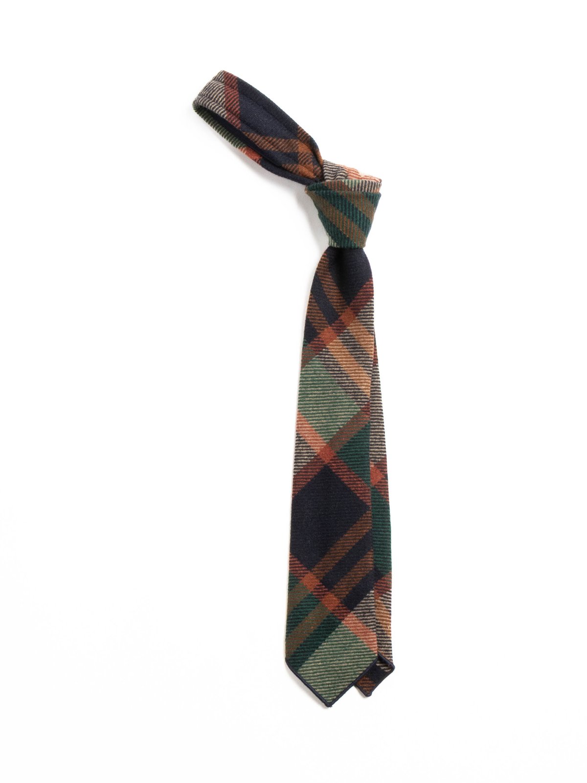NECK TIE NAVY/BROWN HEAVY WOOL PLAID - Image 1