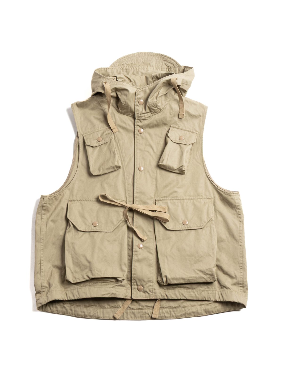 FIELD VEST KHAKI COTTON FRENCH TWILL - Image 1