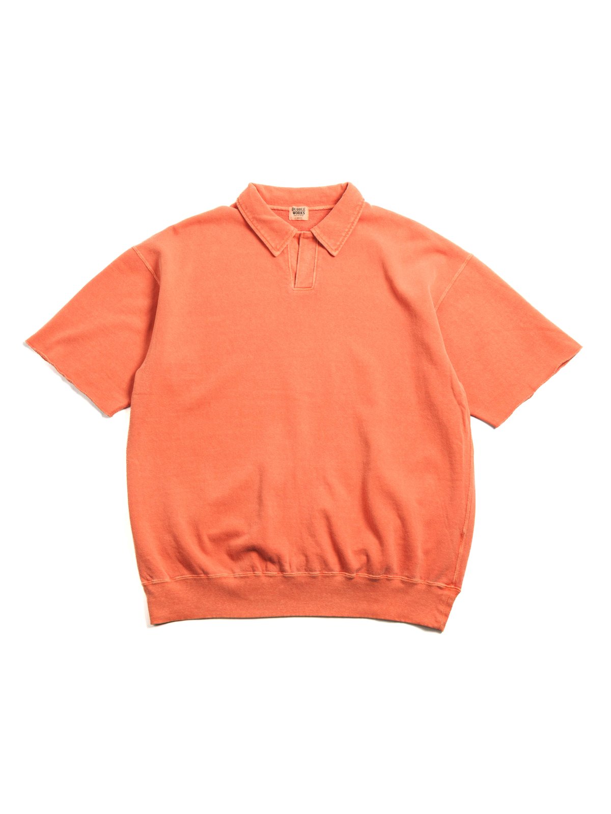 (LOT 74004PD) CUT OFF SLEEVE POLO SHIRT PIGMENT DYED ORANGE - Image 1