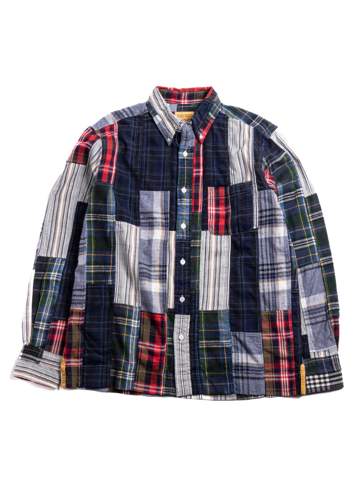 (OM45475.10) TBB HAND WOVEN WINTER MADRAS PATCHWORK B.D. STRAIGHT HEM SHIRT - Image 1