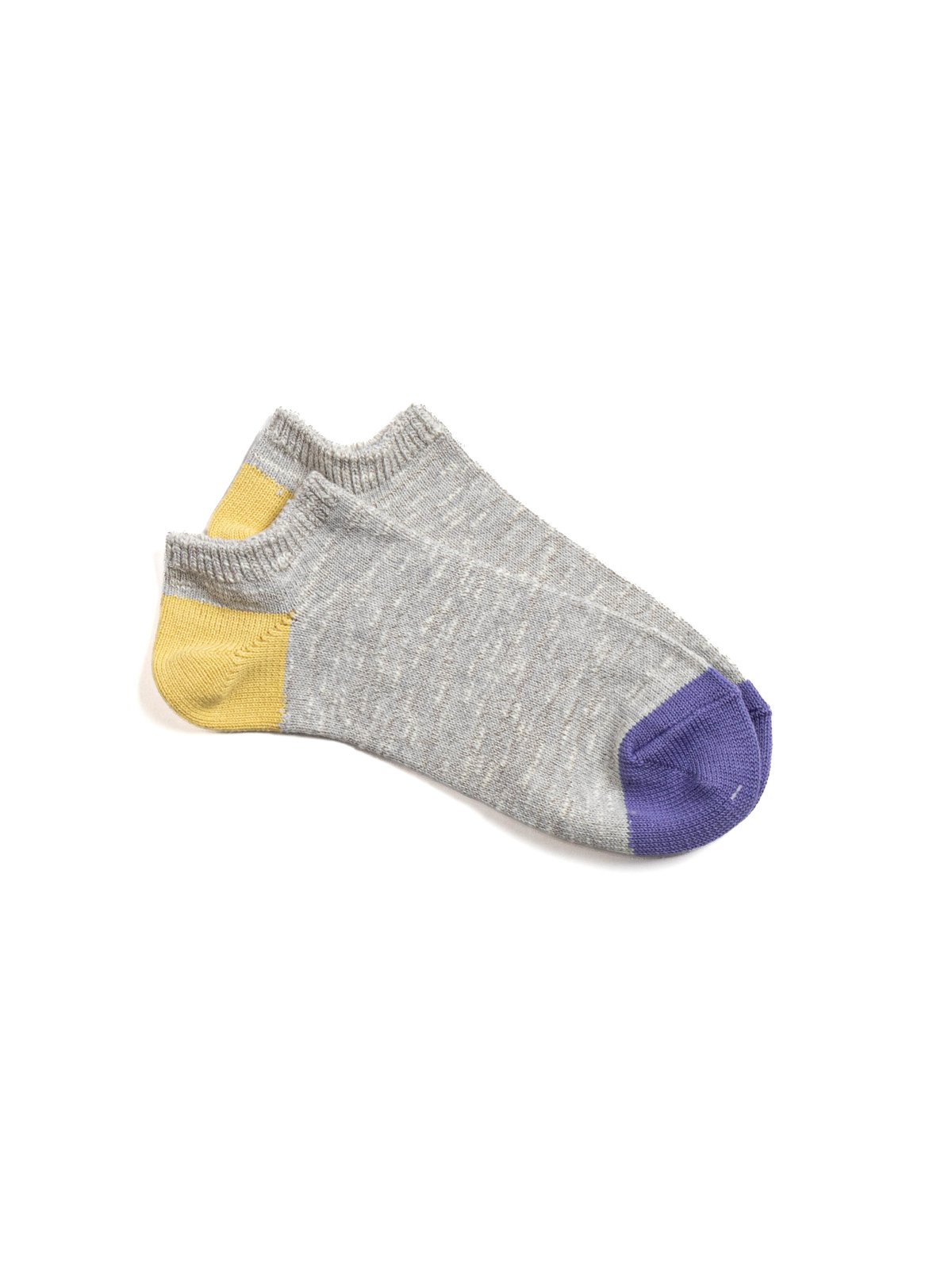 3 COLOUR SLUB ANKLE SOCK L.GREY MELANGE - Image 2