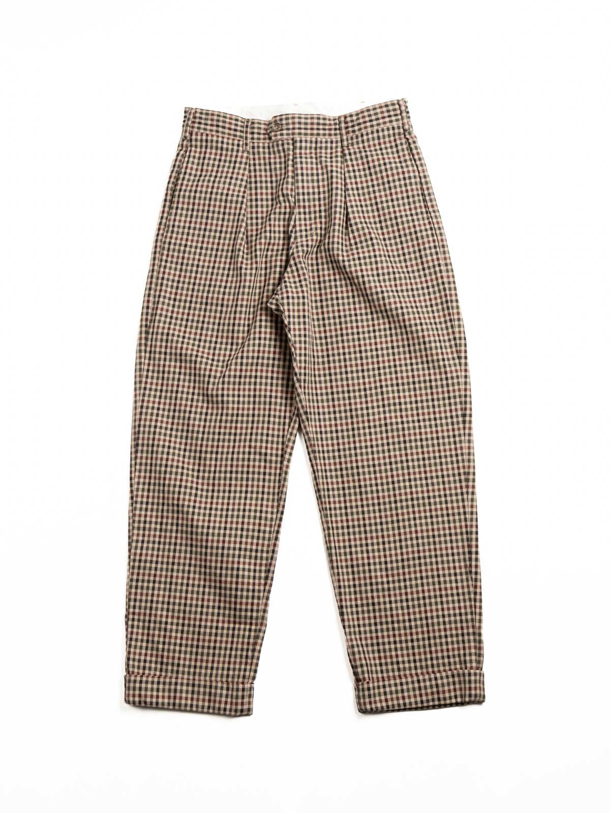 CARLYLE PANT / BROWN / OLIVE HEAVY GUN&ndash;CLUB CHECK - Image 1