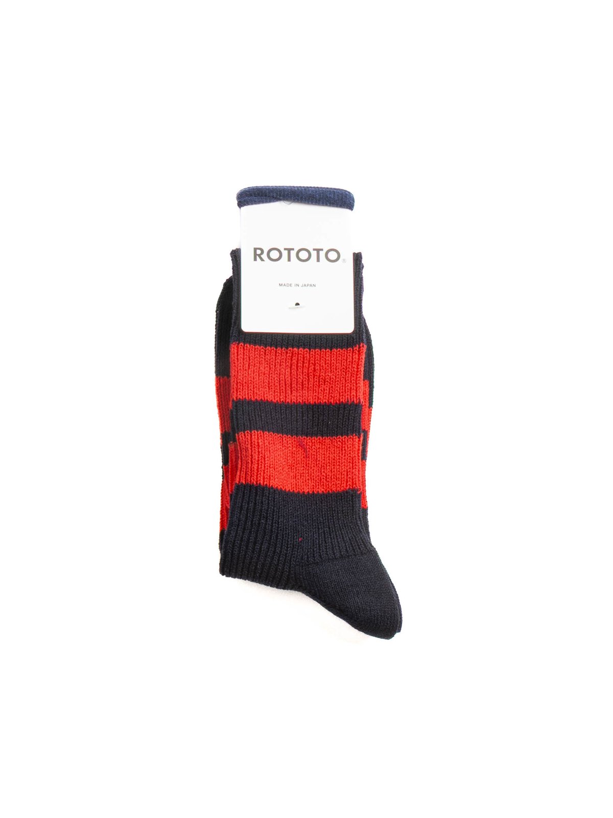 (R1619) RECYCLED COTTON STRIPE SOCKS NAVY / RED - Image 1