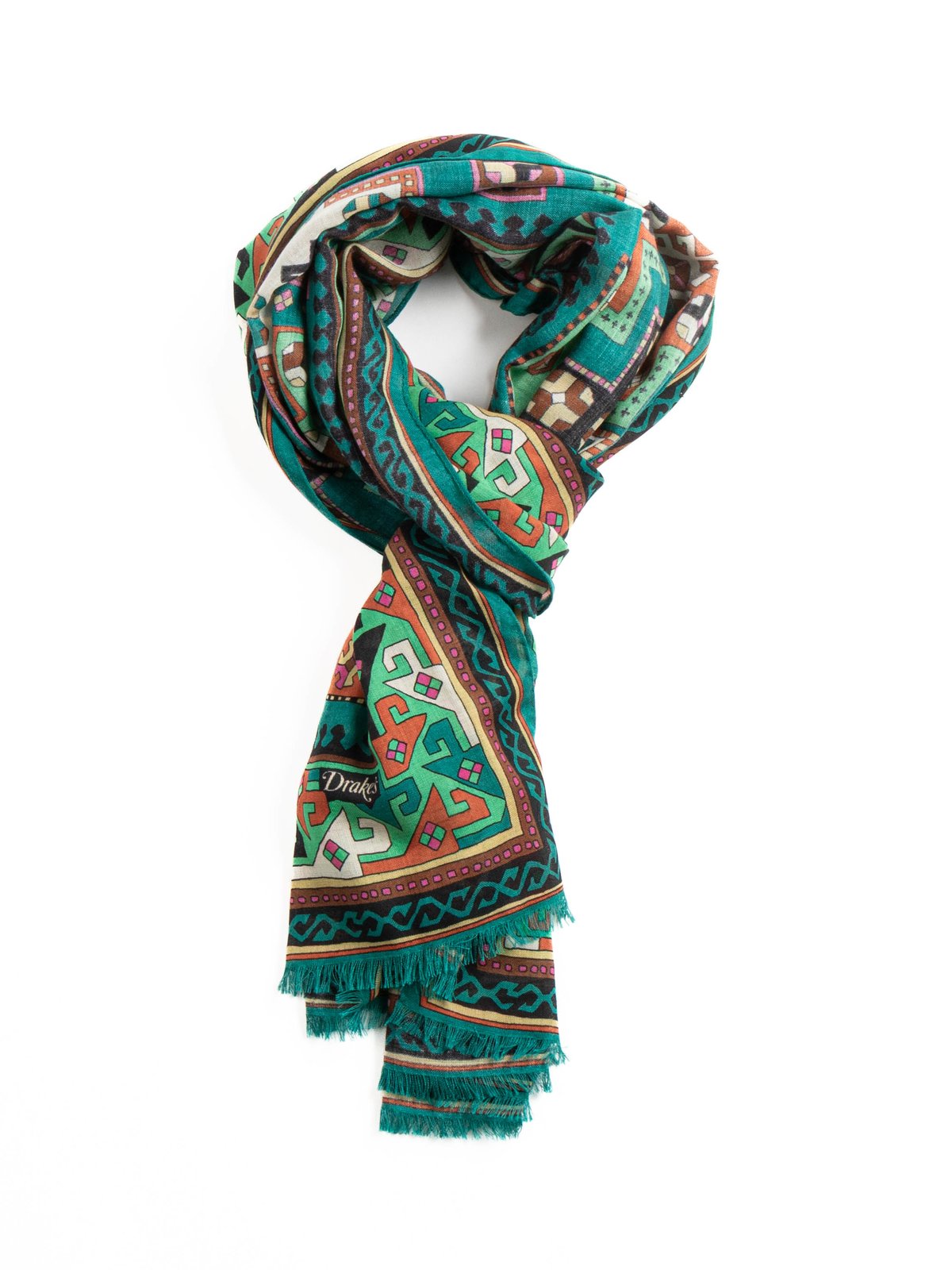 KELIM PRINTED SCARF TEAL - Image 1