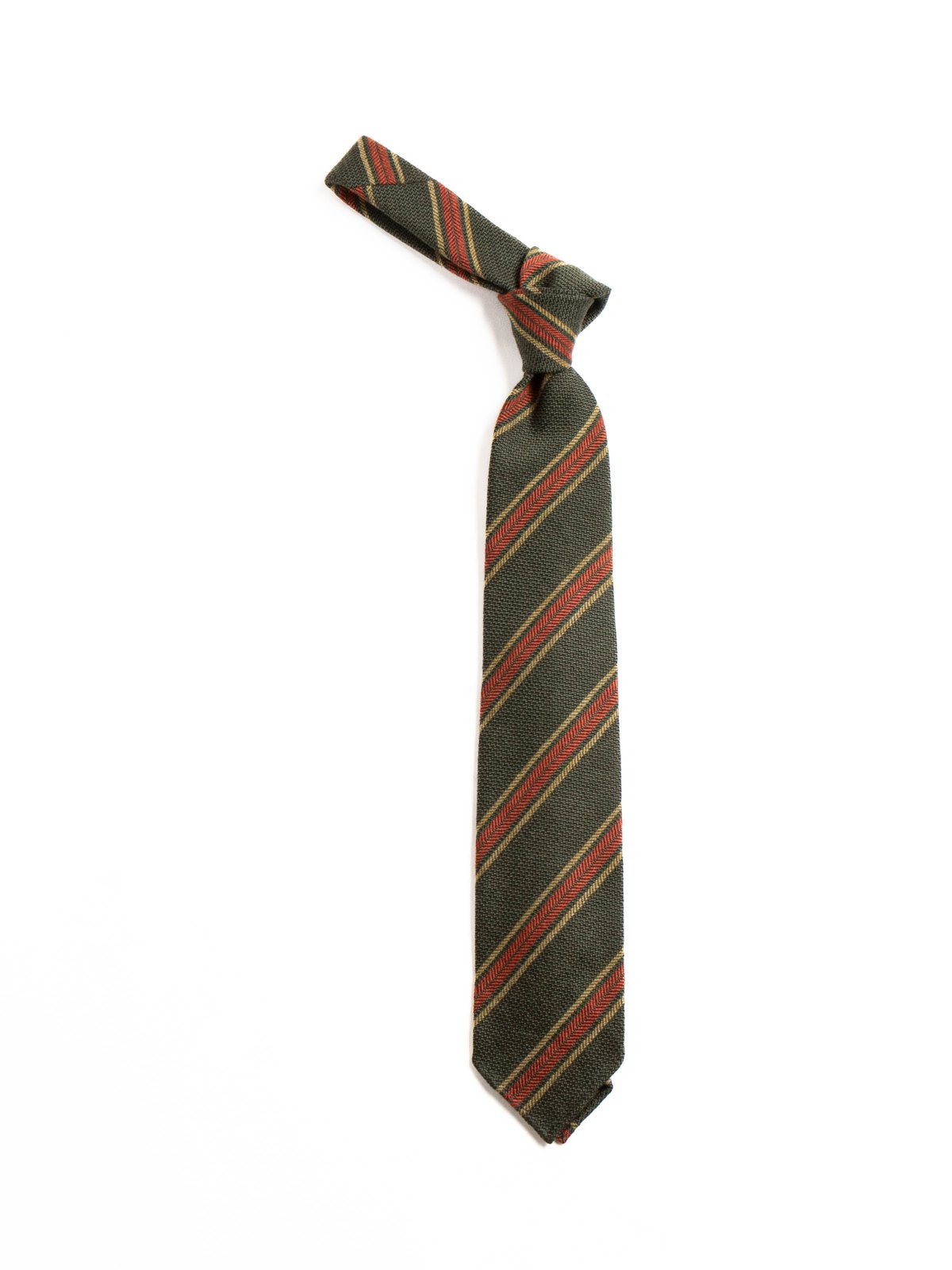 TRIPLE STRIPE WOOL TIE – GREEN/YELLOW/RED - Image 1