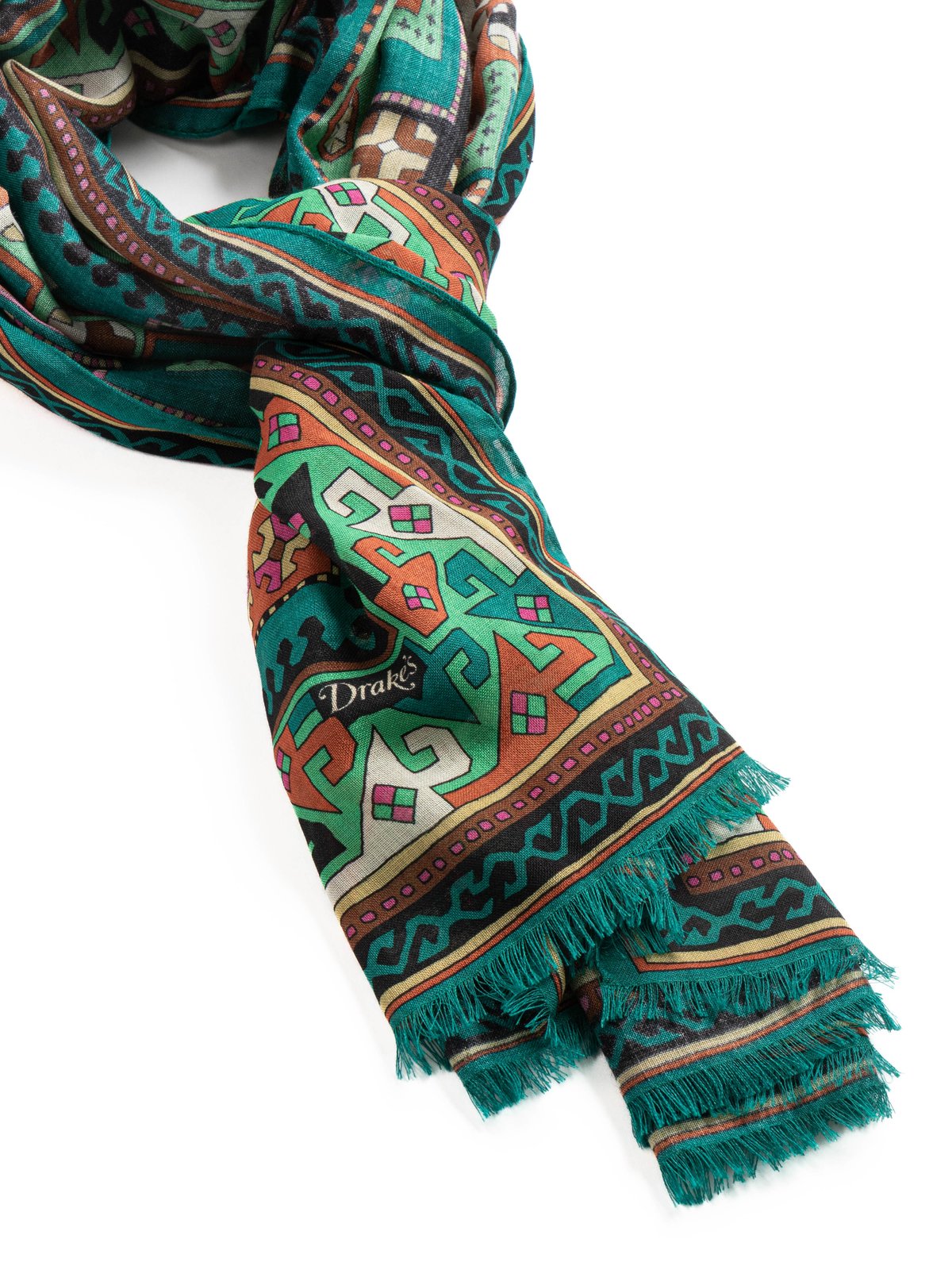 KELIM PRINTED SCARF TEAL - Image 2