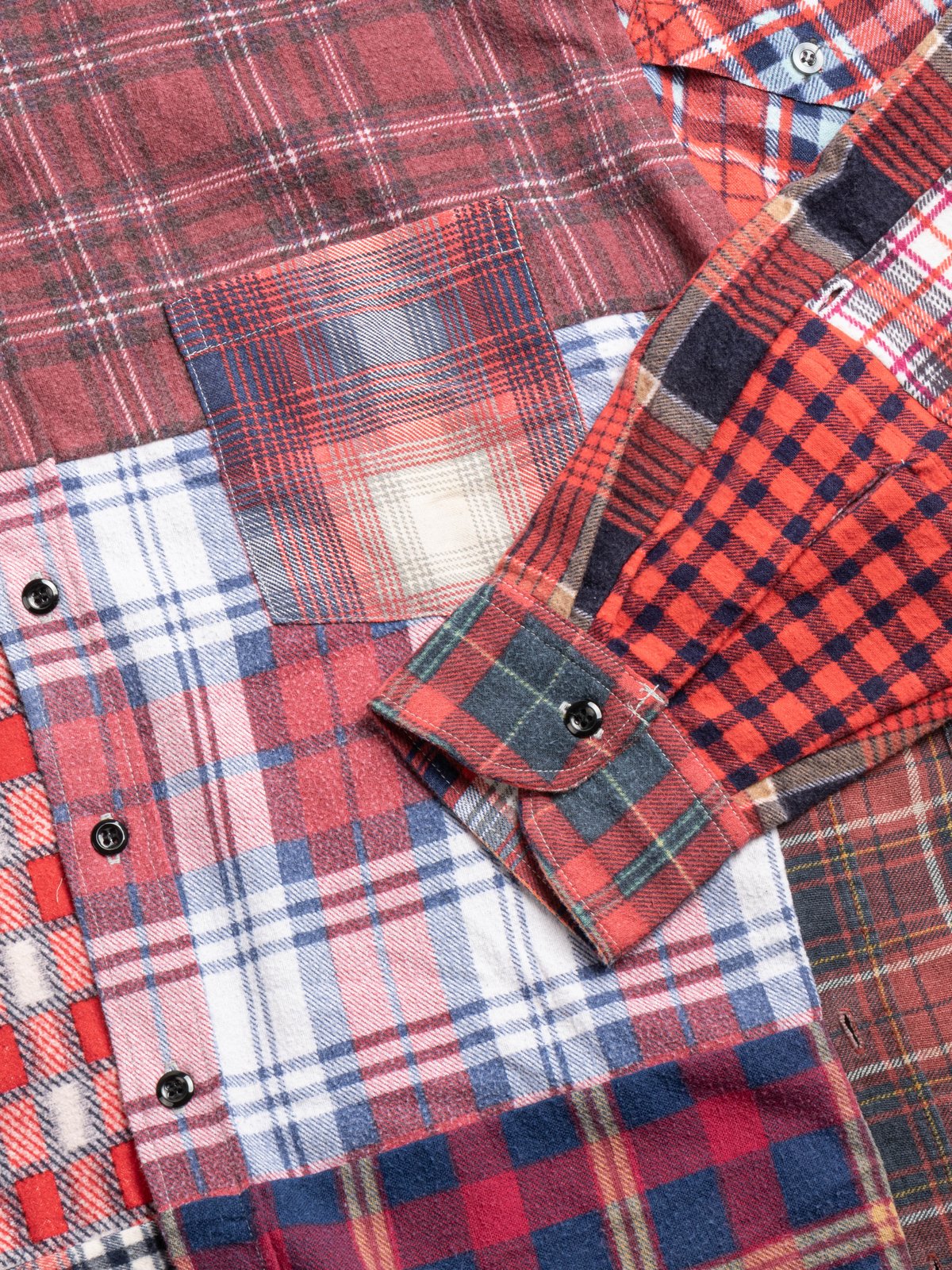 REBUILD BY NEEDLES FLANNEL STRAIGHT HEM SHIRT (E) - Image 3