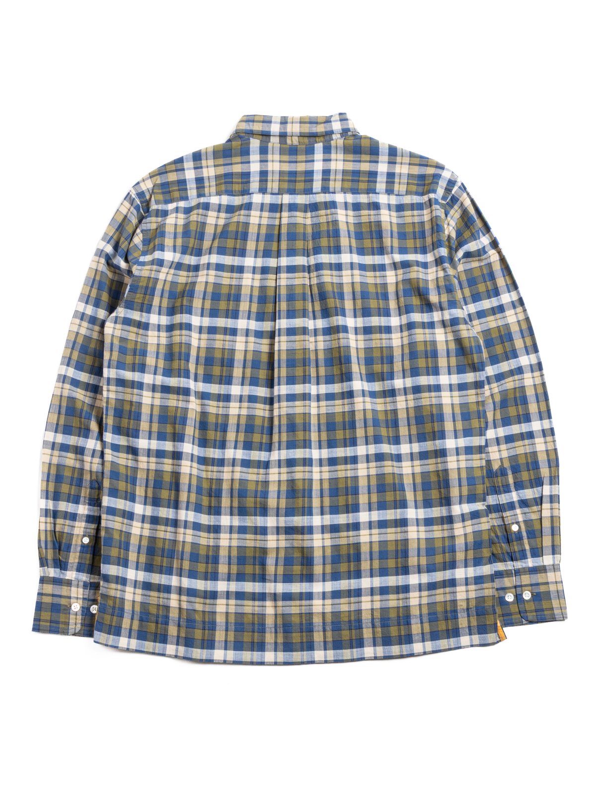 (OM45645.01) STANDARD WEAVE MADRAS CHECK B.D. SHIRT NAVY TAN - Image 6