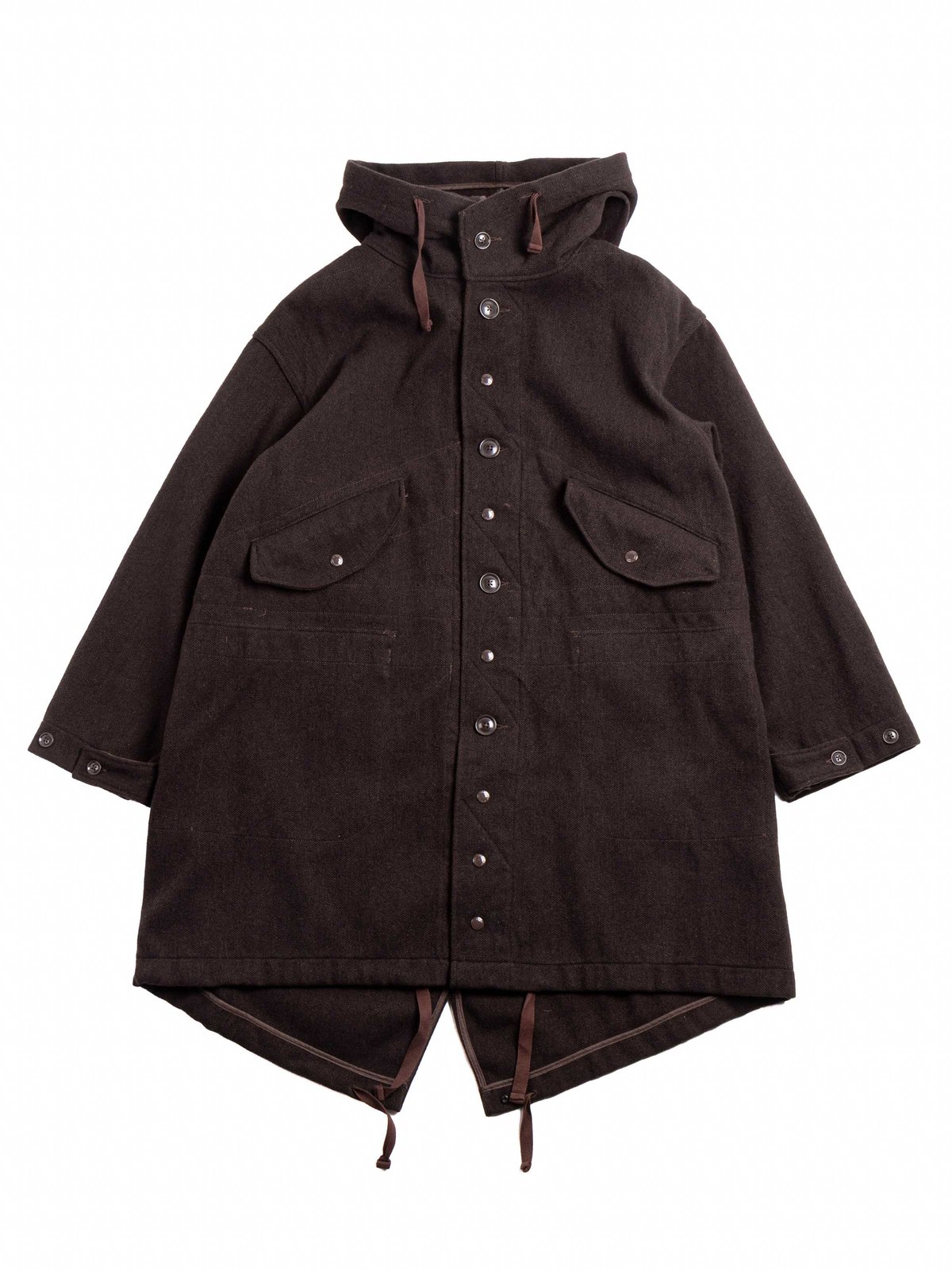 HIGHLAND PARKA DK. BROWN WOOL POLY HEAVY TWEED - Image 1
