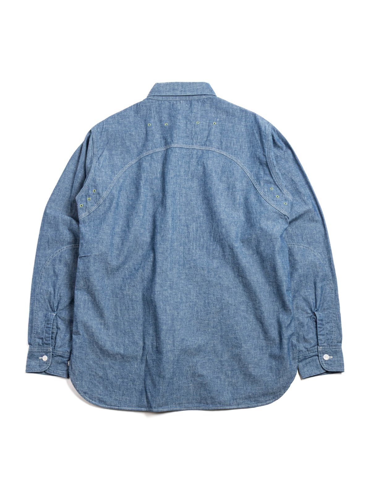 (LOT 3064 / DUCK DIGGER) VENTILATION TRIPLE STITCH CHAMBRAY SHIRTS SAX - Image 6