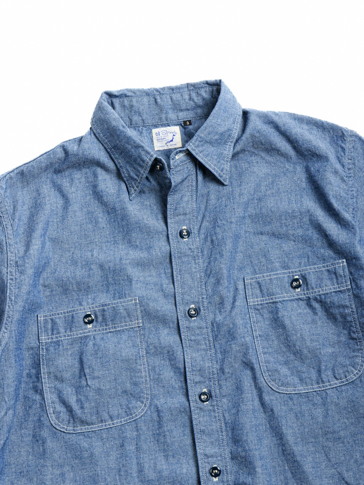 (LOT V8170)  S/S VINTAGE FIT CHAMBRAY WORK SHIRT 2YEAR WASH - Image 2
