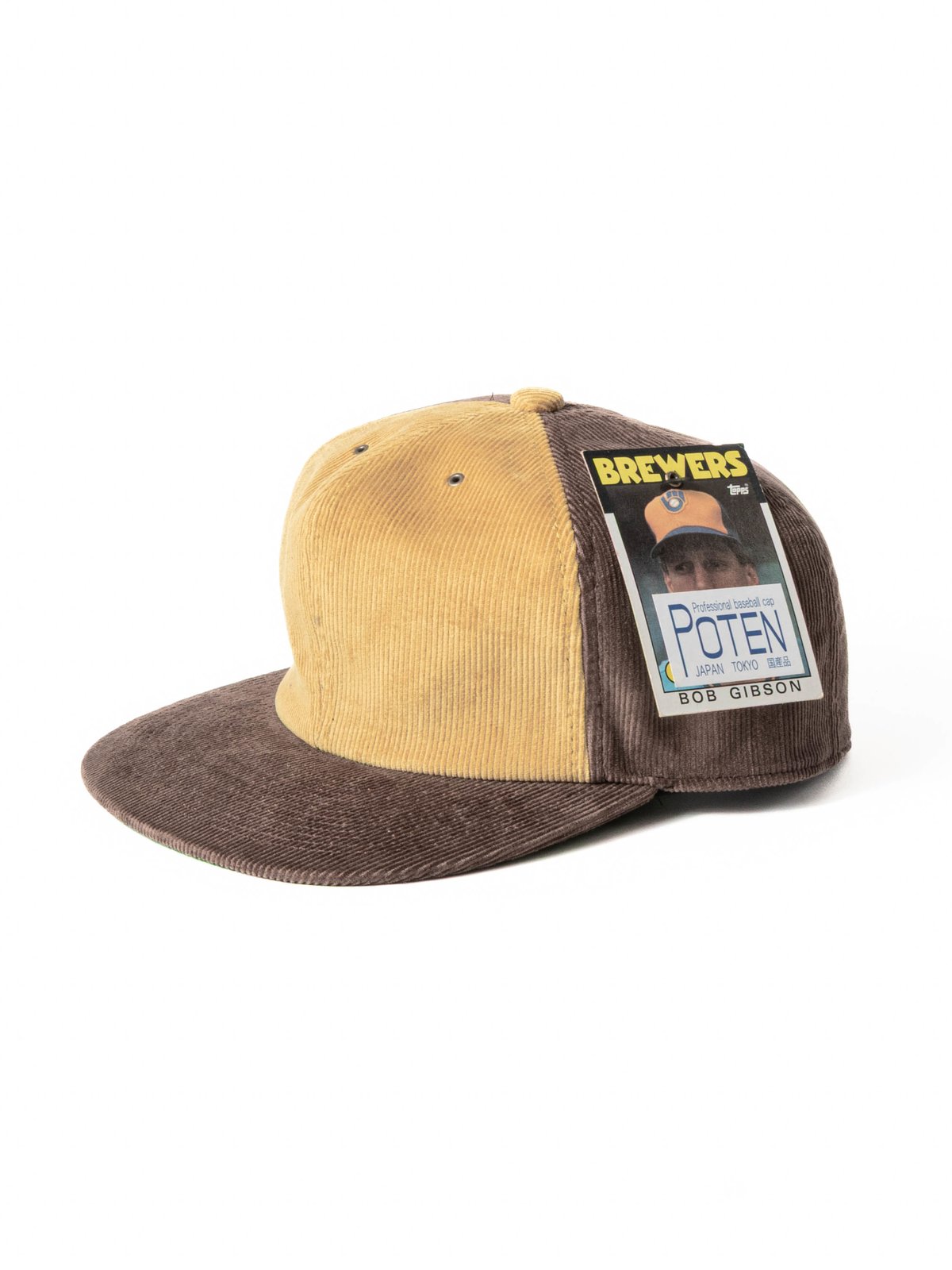 POTEN 80’S BB CAP DYE CORDUROY BROWN / YELLOW - Image 1