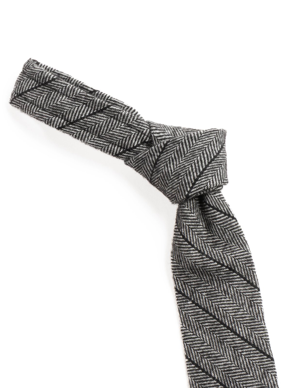 NECK TIE DK. GREY WOOL STRIPE HB - Image 2